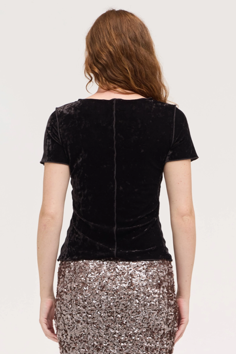 •PRUE• crushed velvet short sleeve top