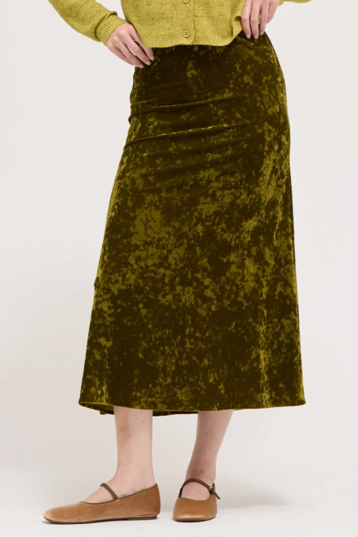 •PIPER• crushed velvet midi slip skirt