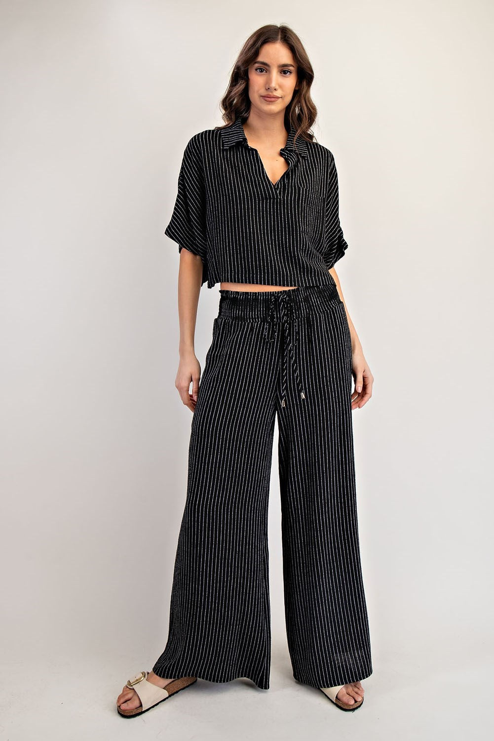 •PETRA• pinstripe wide leg pants
