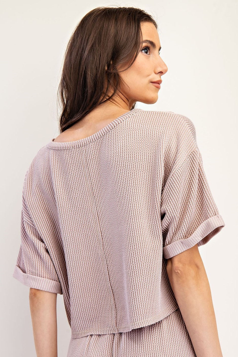 •HAILEY• textured knit V-neck cropped top
