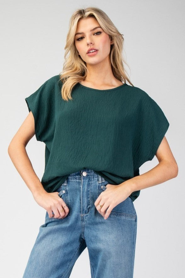 •MAGGIE• crinkle woven boxy top (USA)