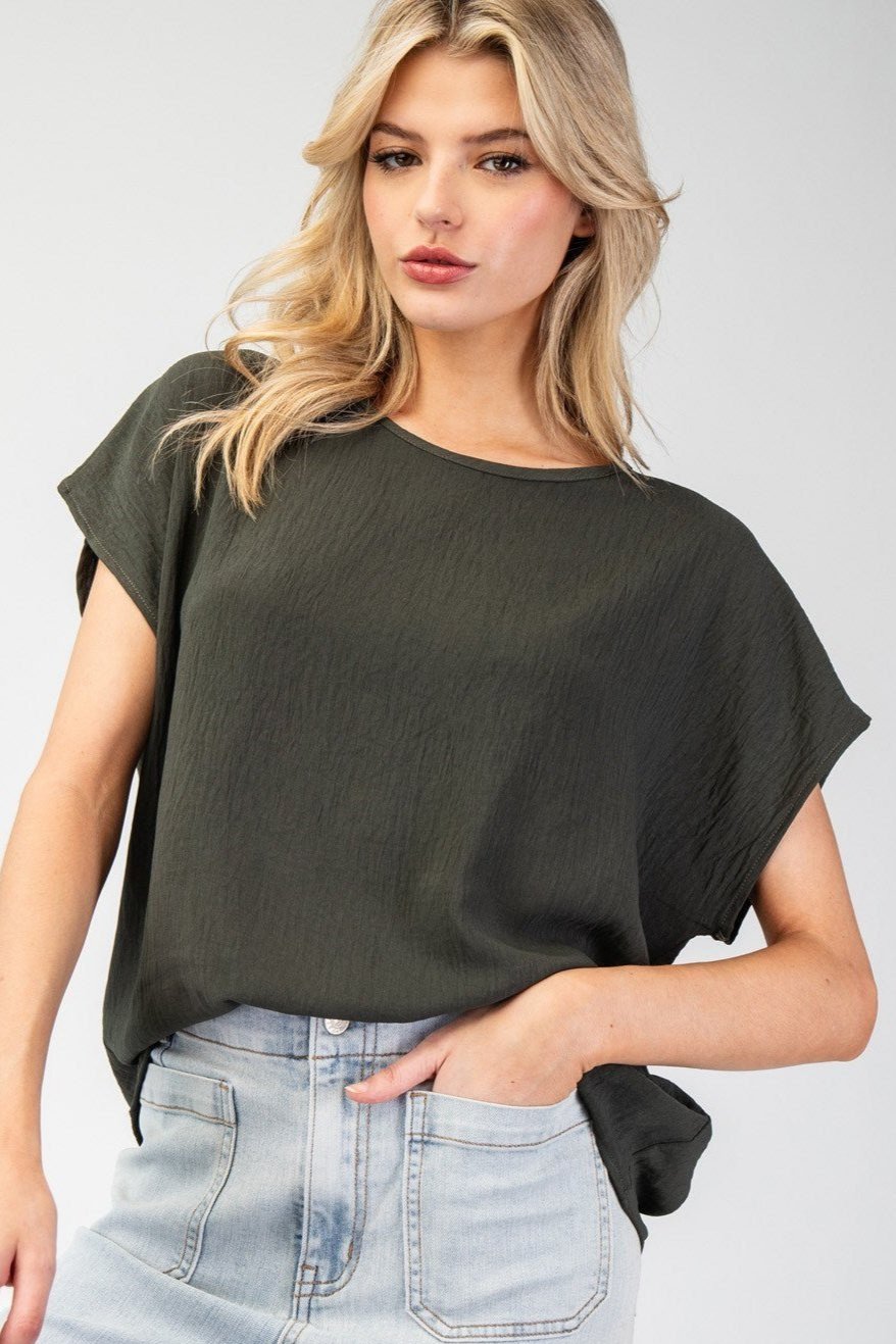 •MAGGIE• crinkle woven boxy top (USA)