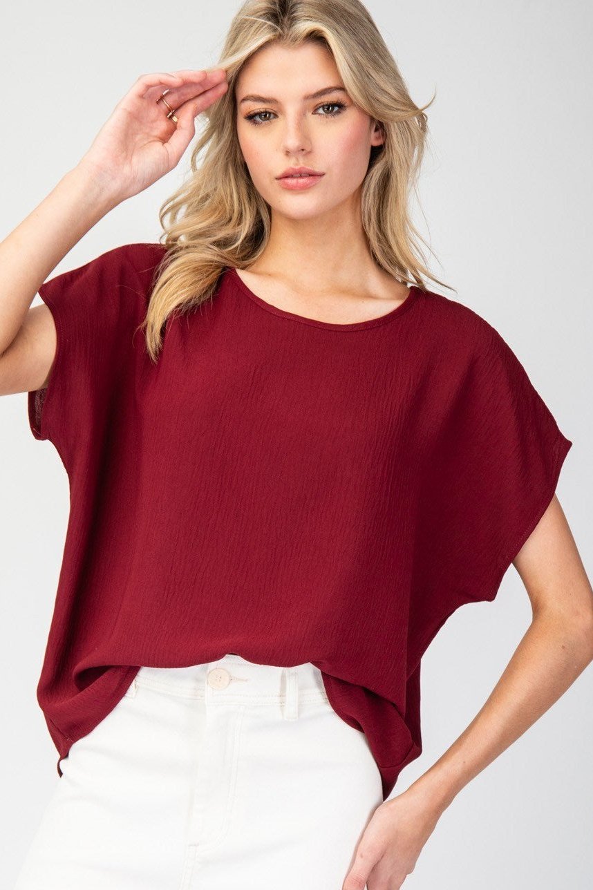 •MAGGIE• crinkle woven boxy top (USA)