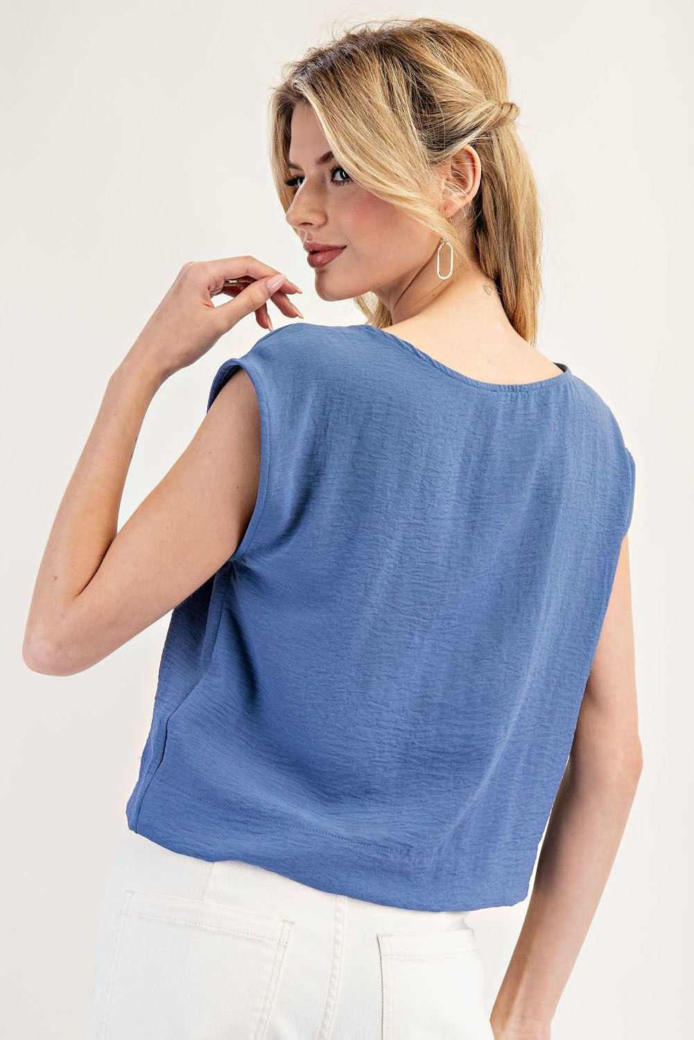 •VIV• crinkle woven cap sleeve top (USA)