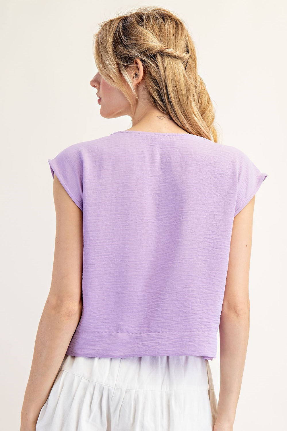 •VIV• crinkle woven cap sleeve top (USA)