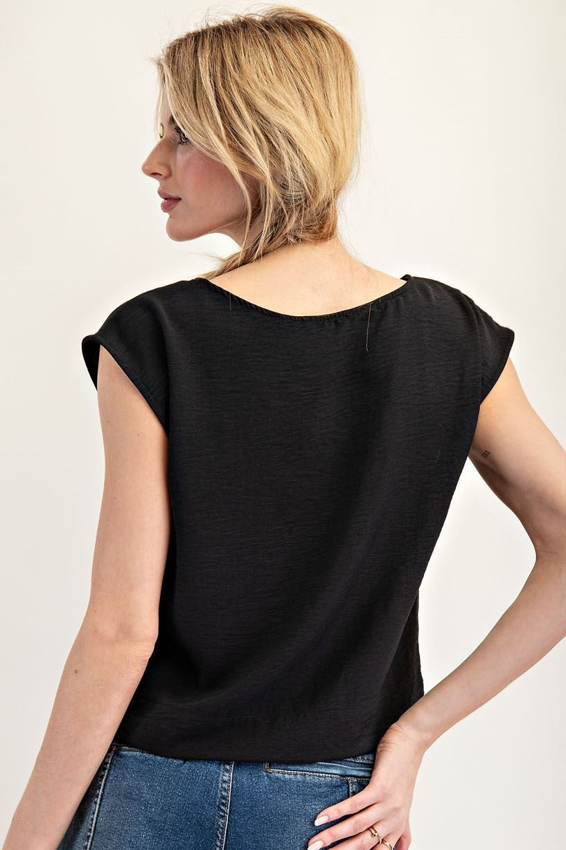 •VIV• crinkle woven cap sleeve top (USA)
