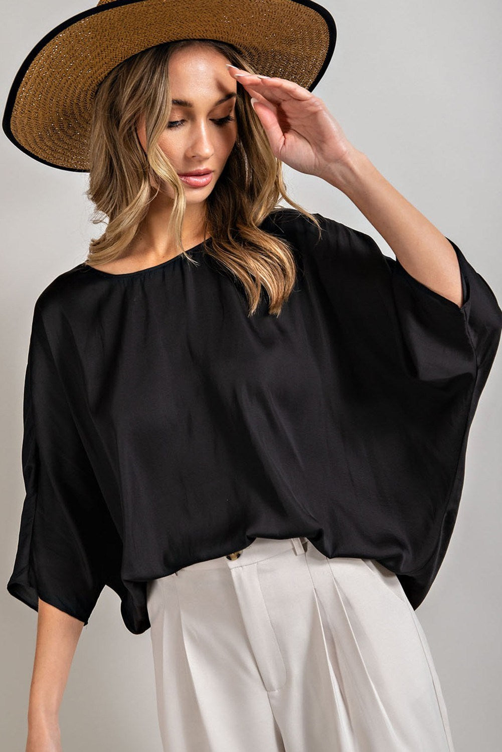 •AUDREY• flowy satin dolman top