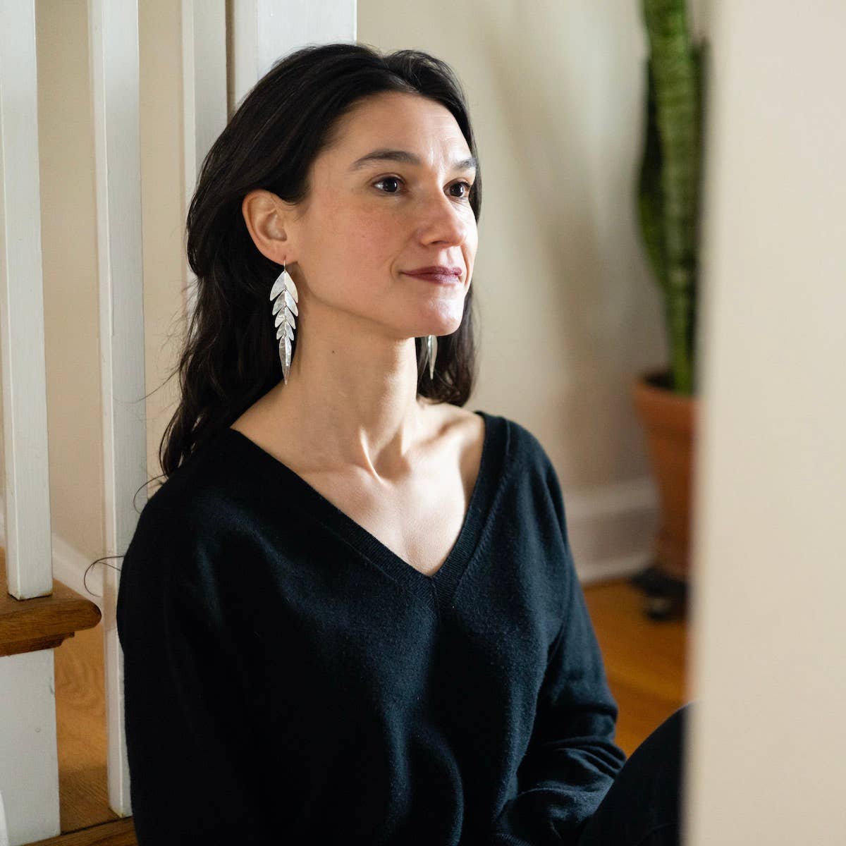 •SMALL SWISH• silver dangle earrings