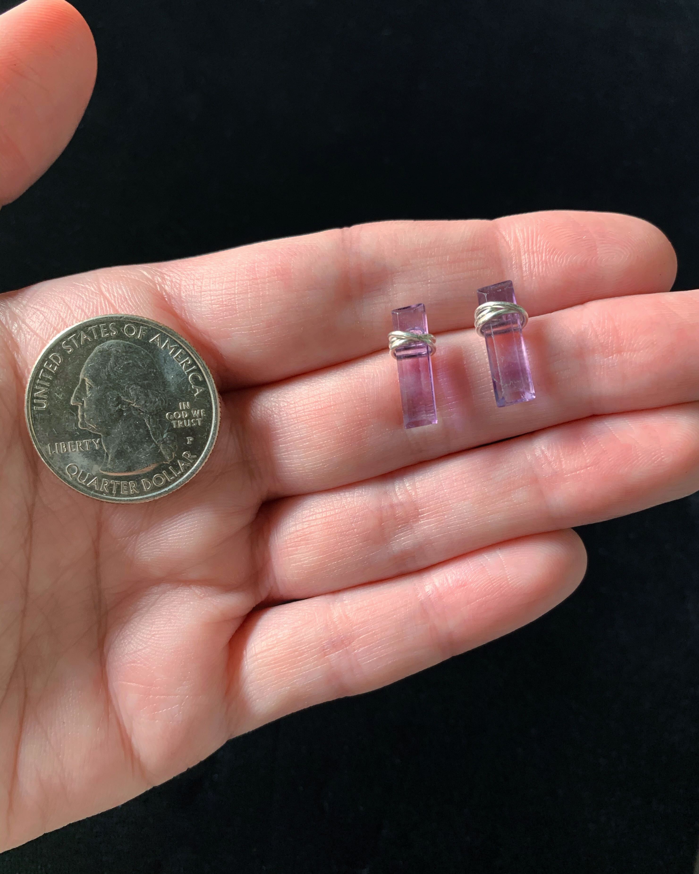 •BAR• fluorite + silver stud earrings