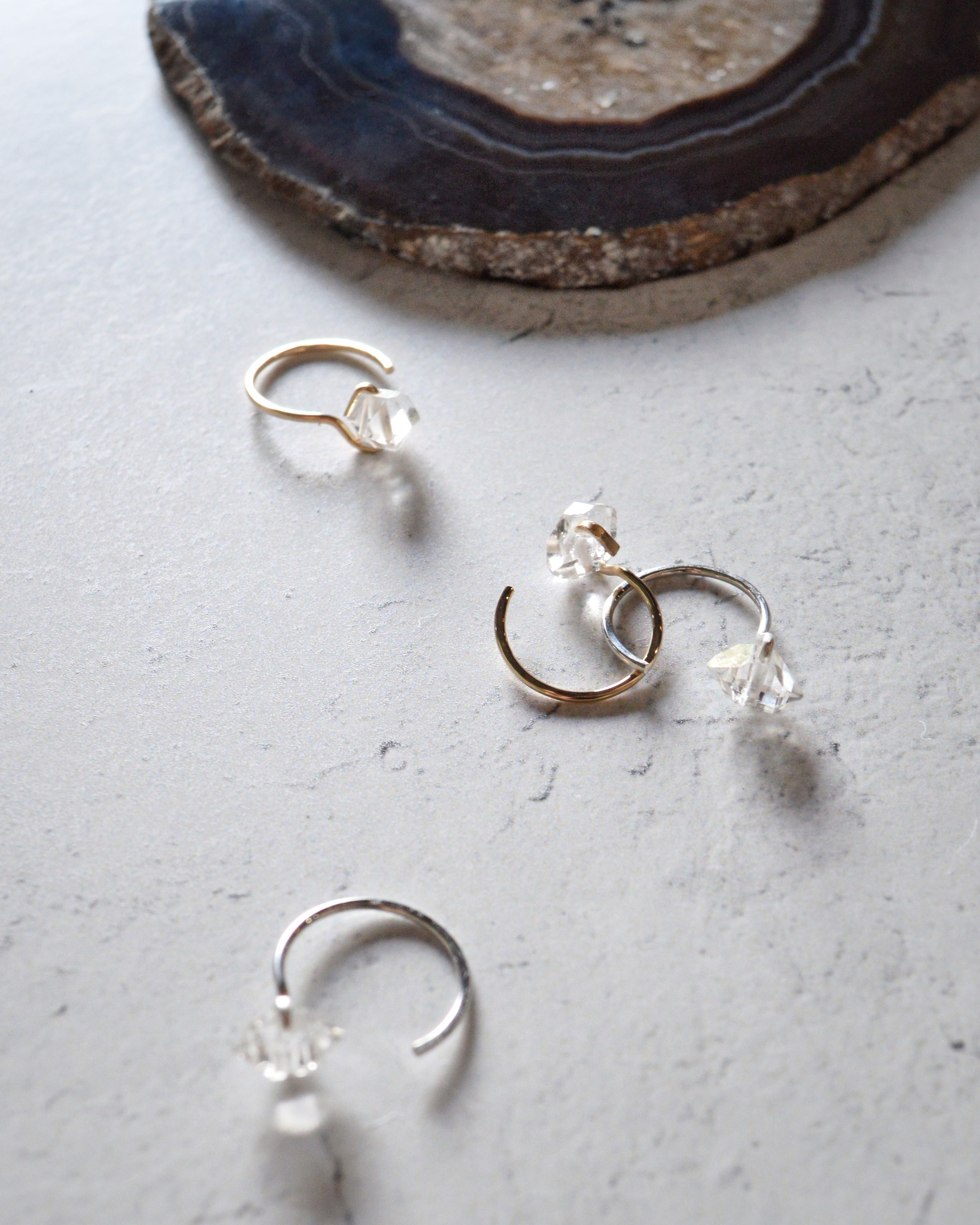 •HUG HOOP• herkimer + gold earrings