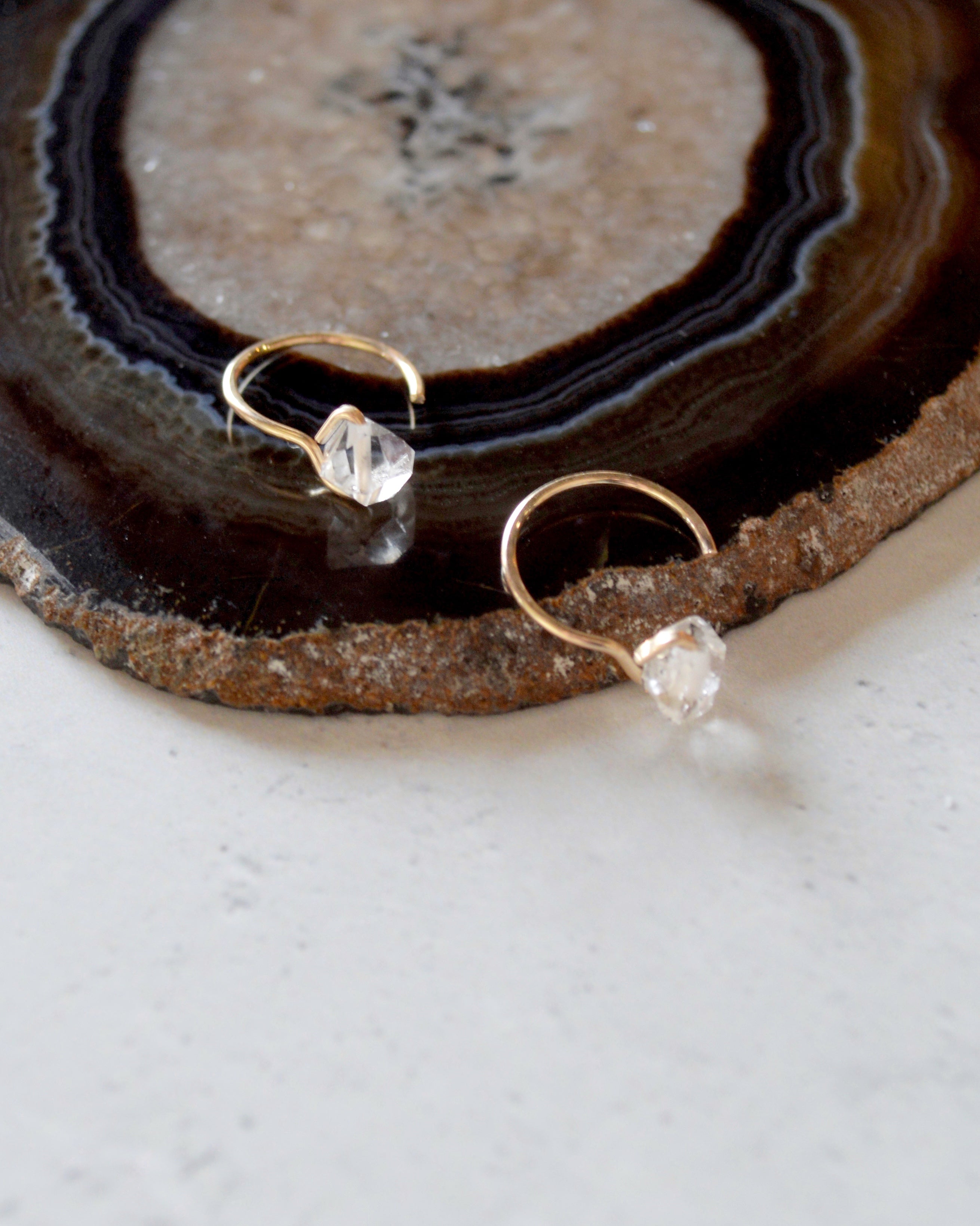 •HUG HOOP• herkimer + gold earrings