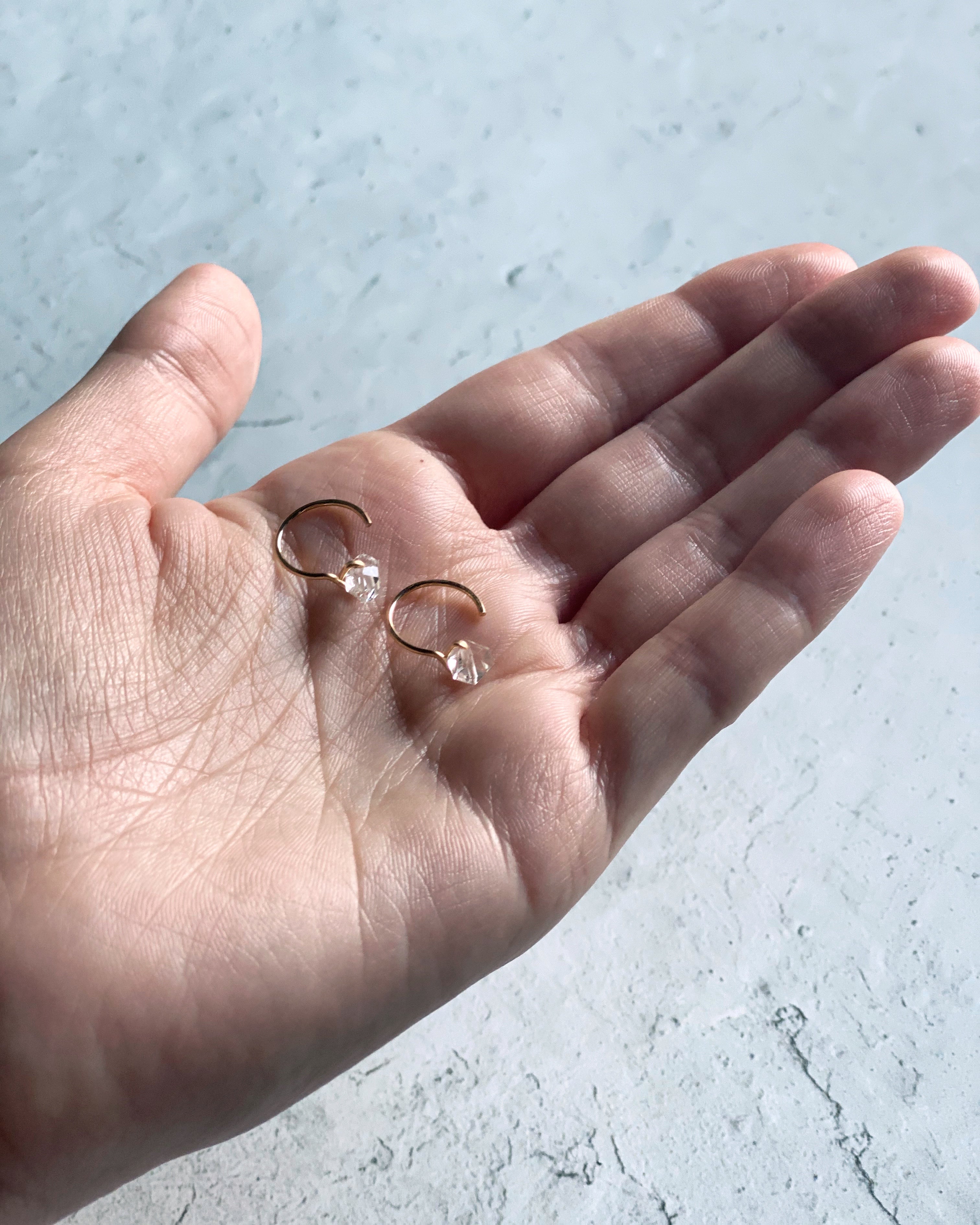 •HUG HOOP• herkimer + silver earrings