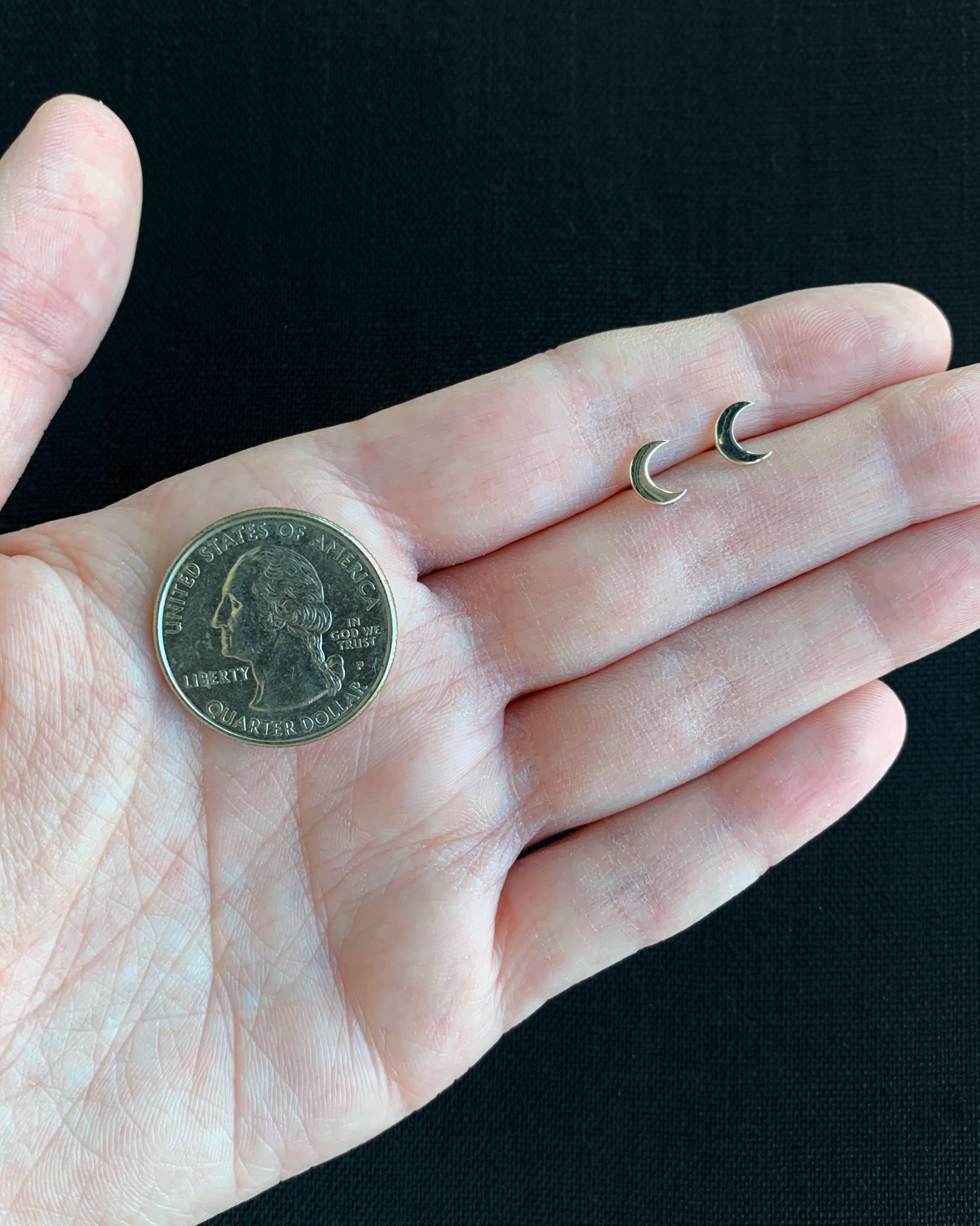 •TINY CRESCENT MOON• recycled silver stud earrings