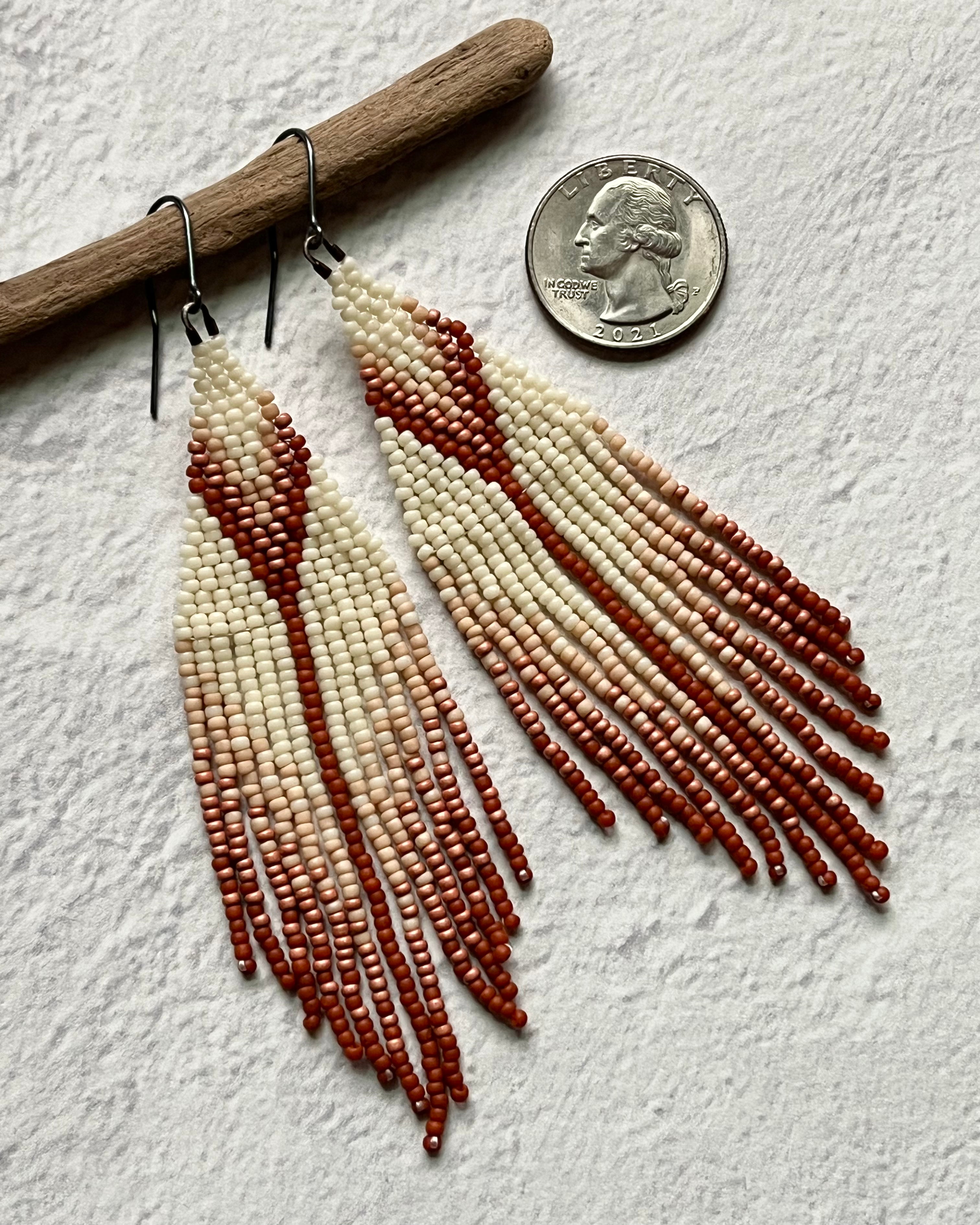 • WILLOW • beaded fringe dangle earrings