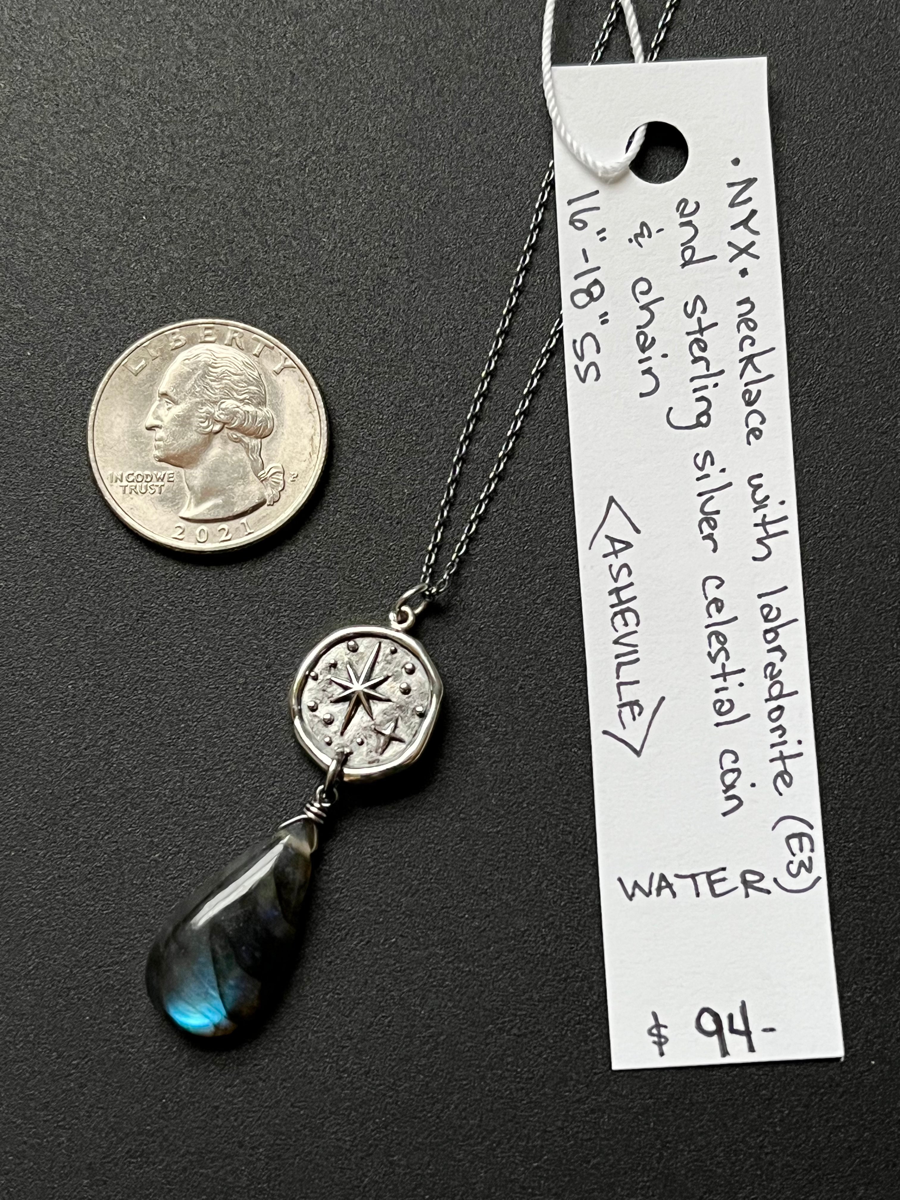 •OOAK - NYX• labradorite + sterling silver necklace (16"-18")