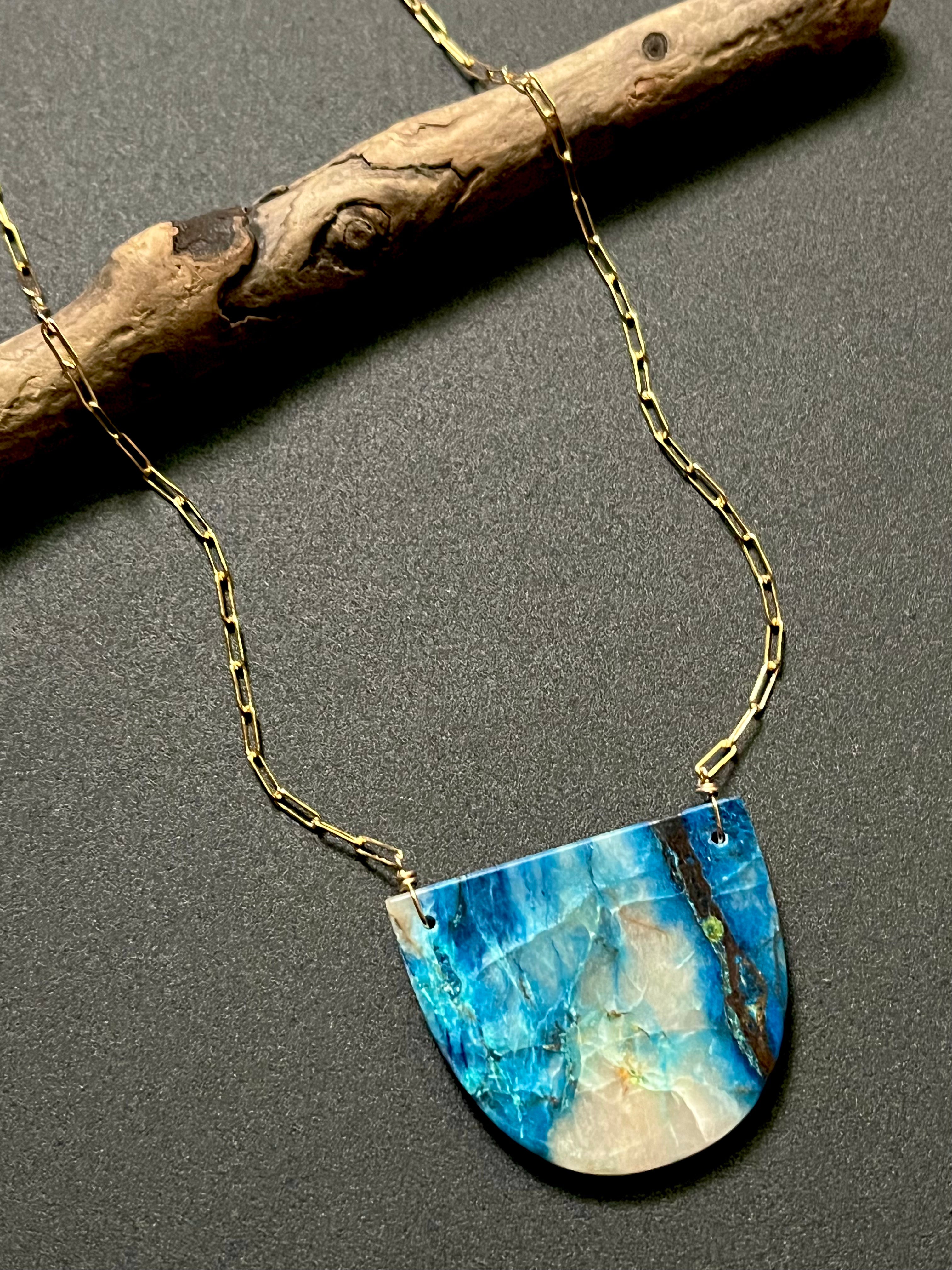 • OOAK - AEON • chrysocolla + gold necklace (18"-20")