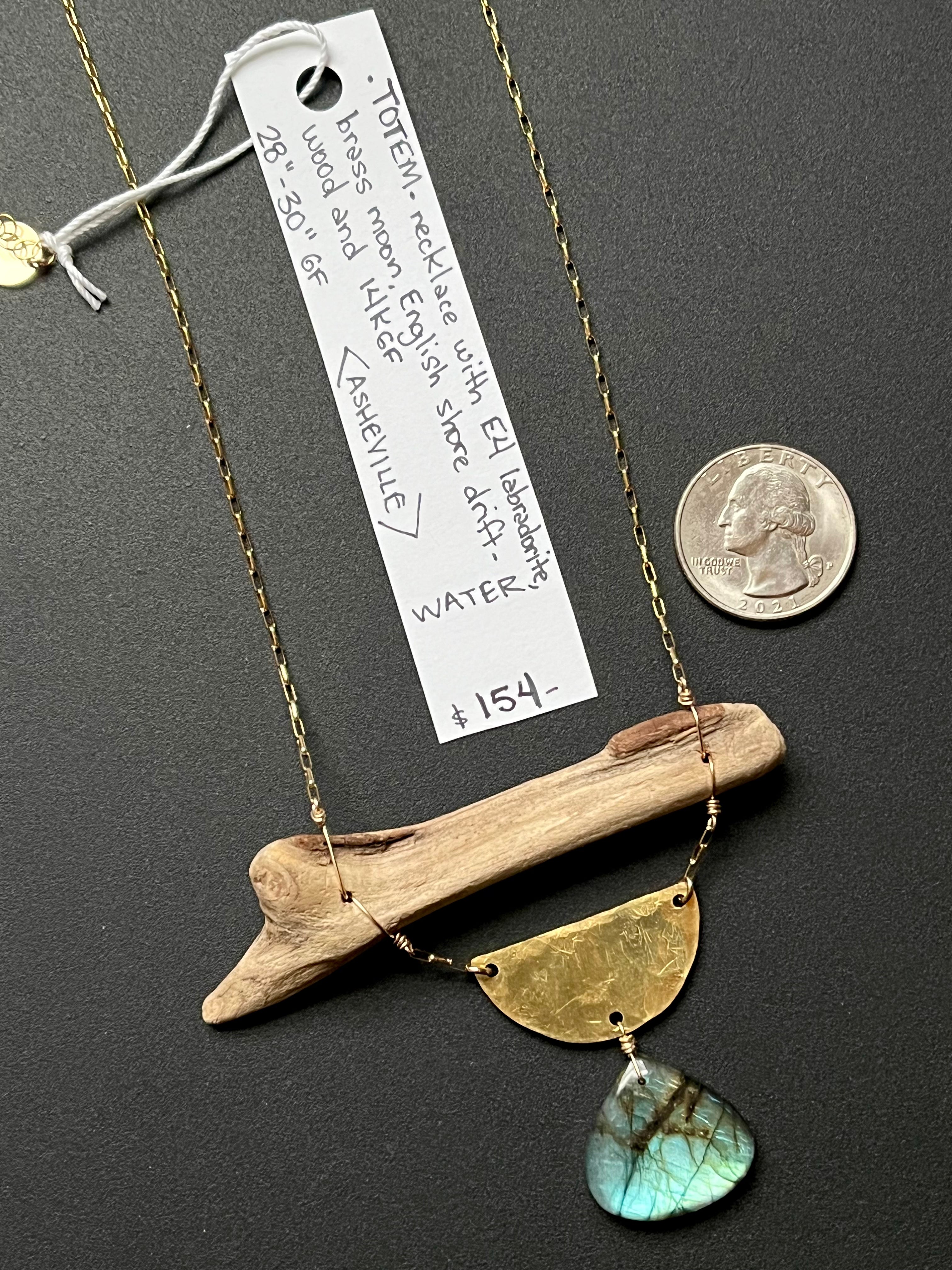 •OOAK - TOTEM• labradorite, driftwood, + mixed metal necklace (28"-30")