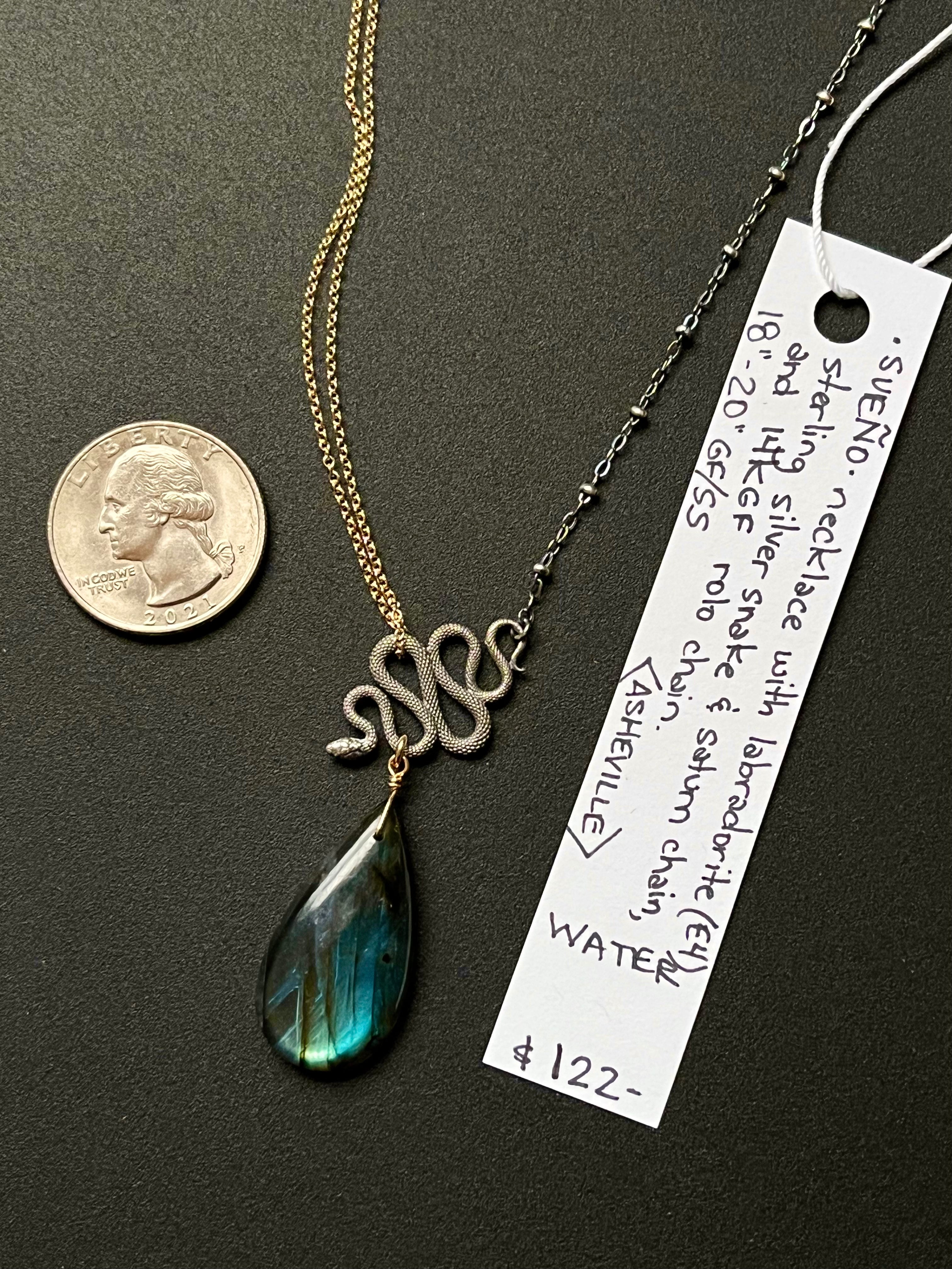 •OOAK - SUENO• labradorite + mixed metal necklace (18"-20")