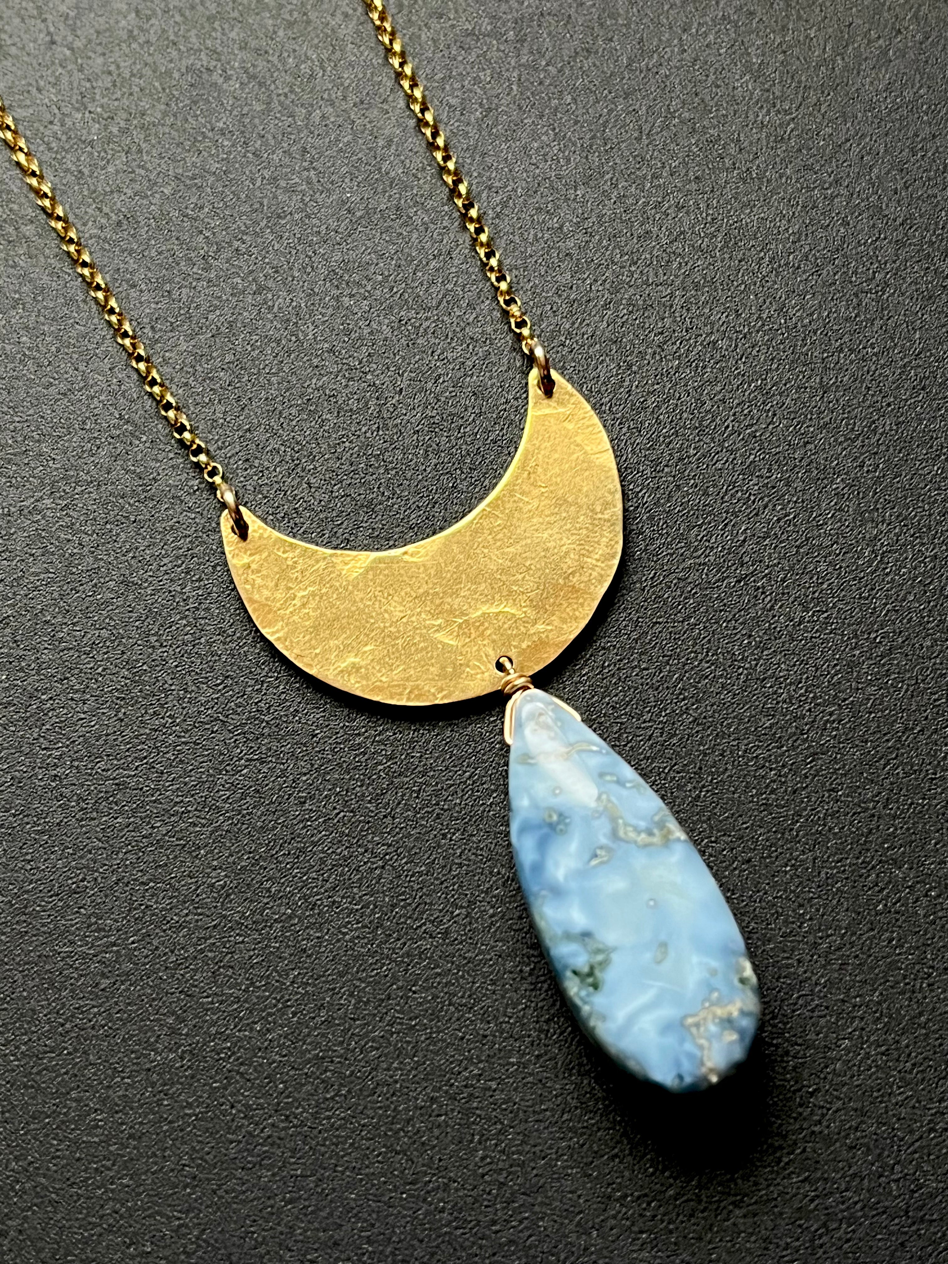 •OOAK - LUNA• peruvian opal + gold necklace (18"-20")