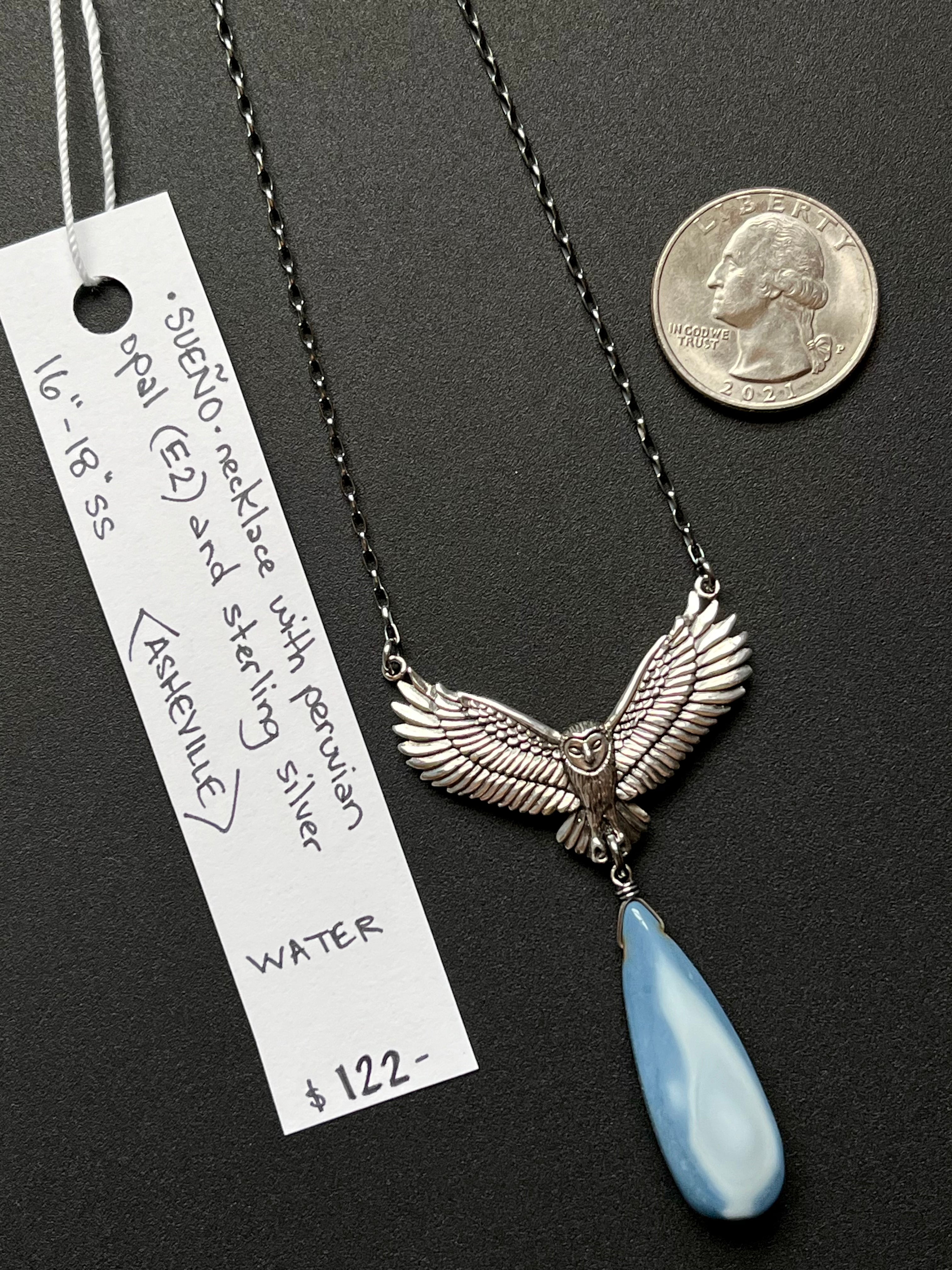 •OOAK - SUENO• peruvian opal + sterling silver necklace (16"-18")