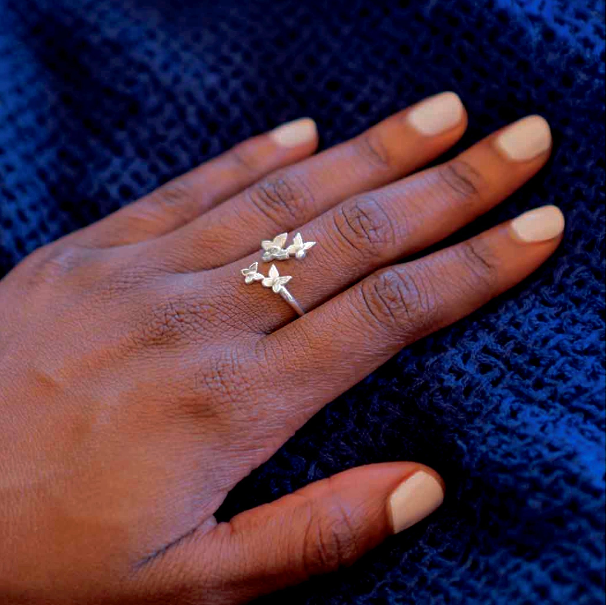 •KALEIDOSCOPE OF BUTTERFLIES• adjustable silver ring