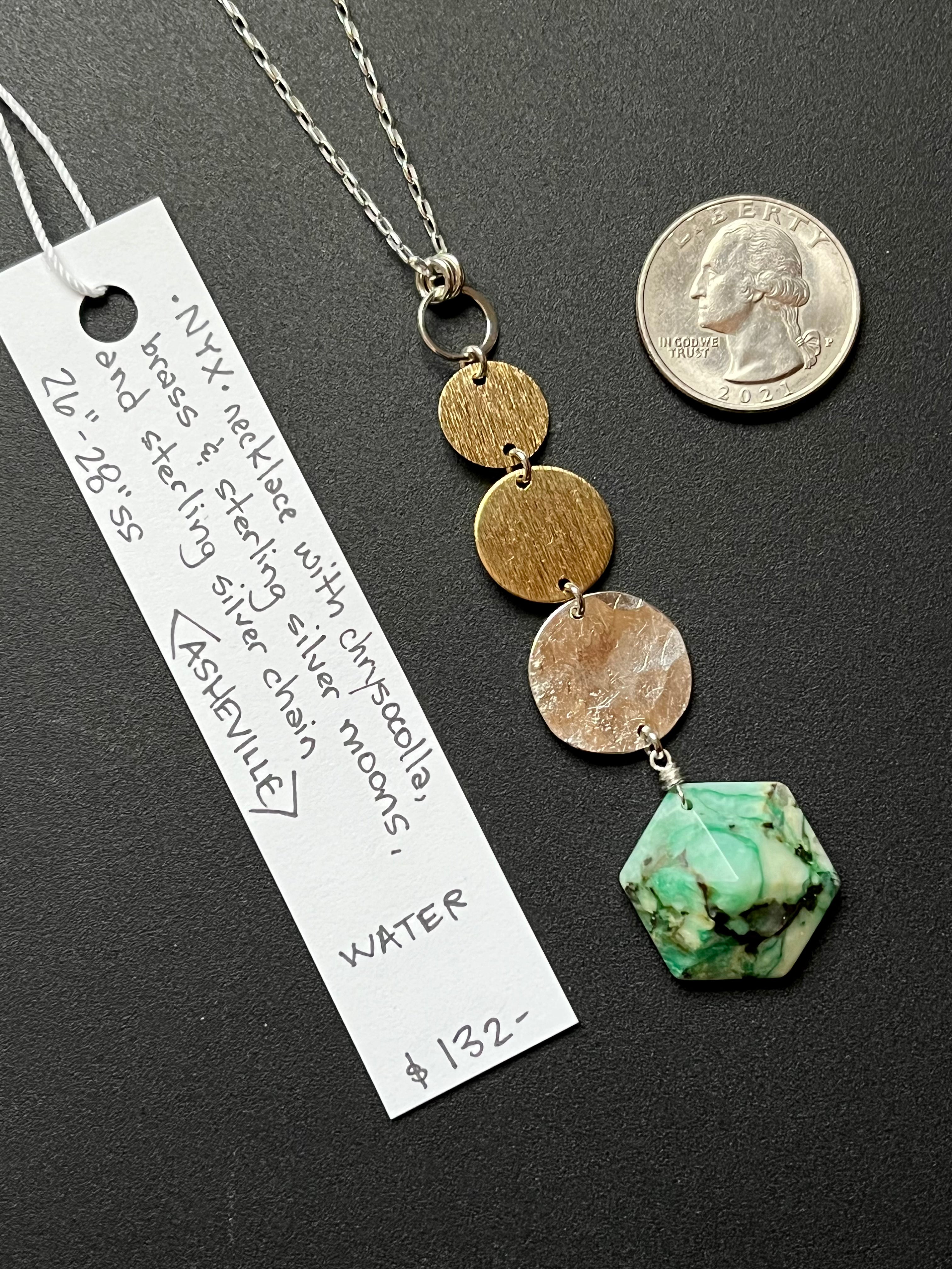 •OOAK - NYX• chrysocolla + mixed metal necklace (26"-28")