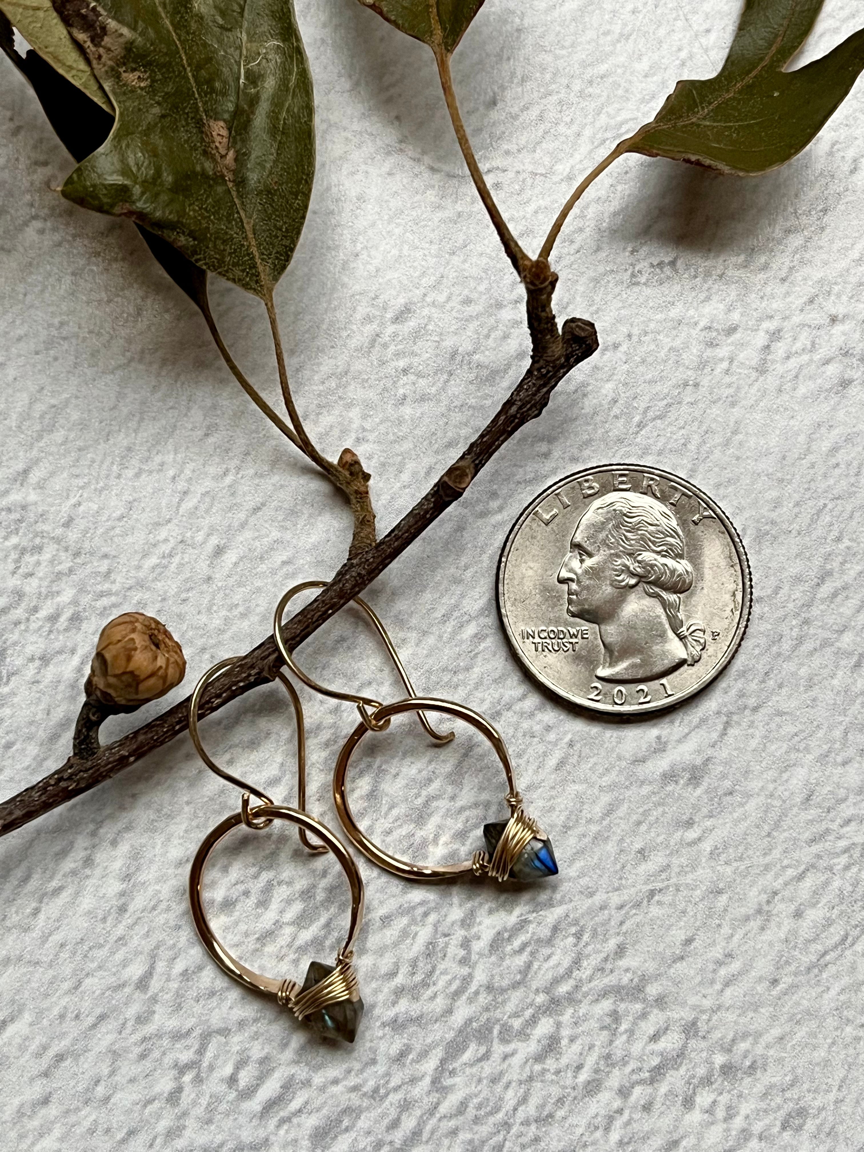 •PIKE HOOP• labradorite + gold earrings