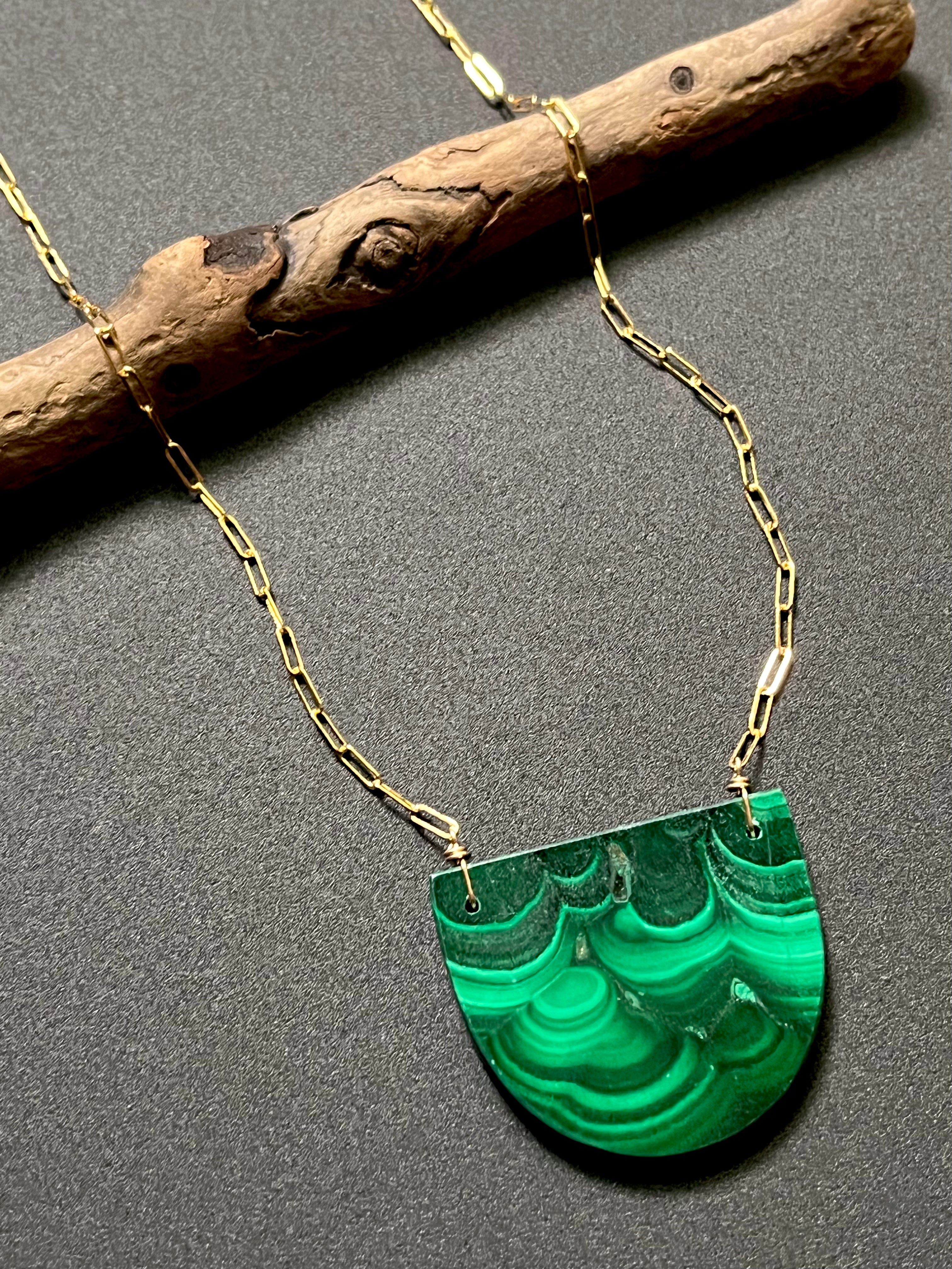 • OOAK - AEON • malachite + gold necklace (18"-20")
