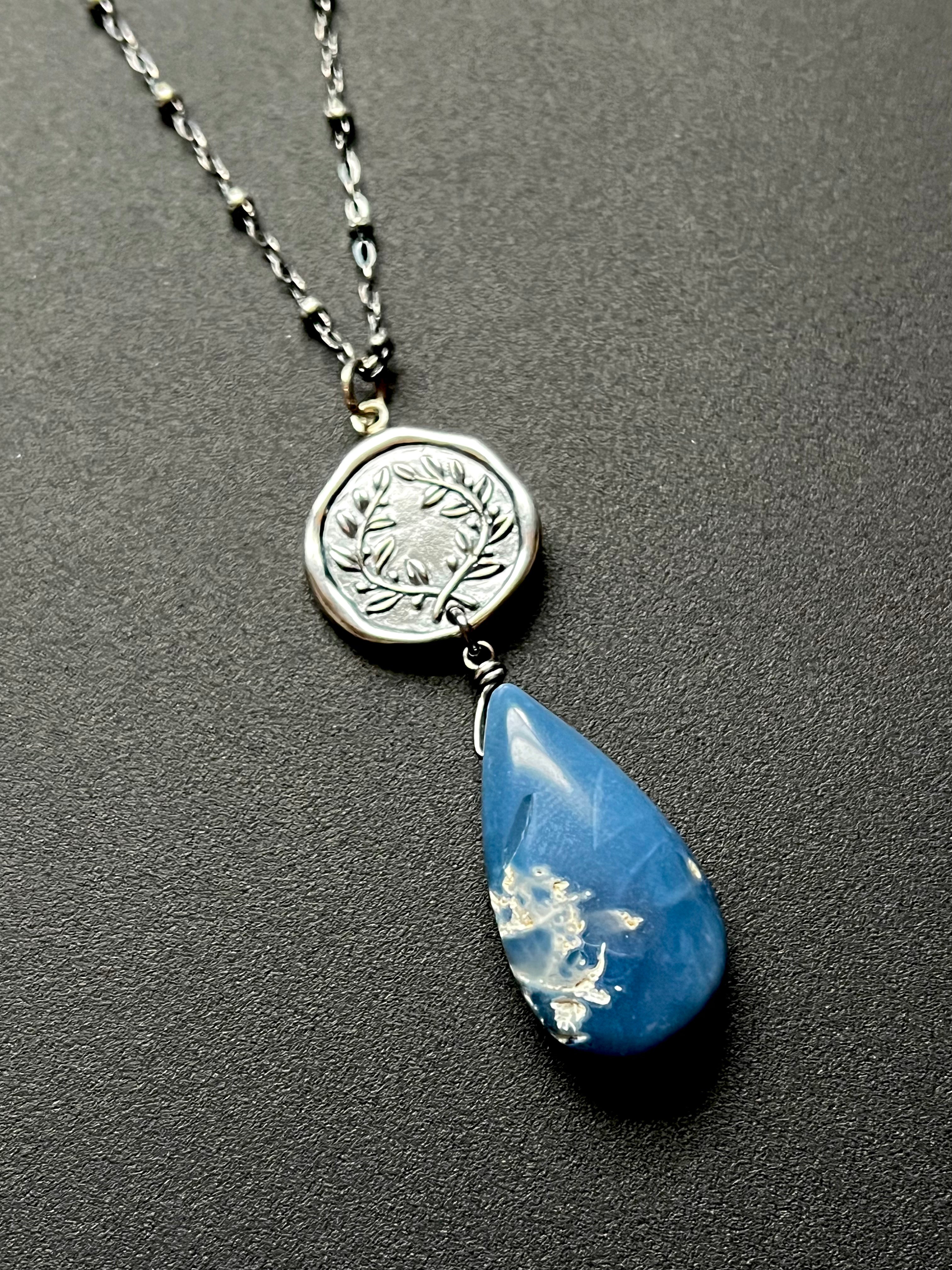 •OOAK - HEAL• peruvian opal + sterling silver necklace (16"-18")