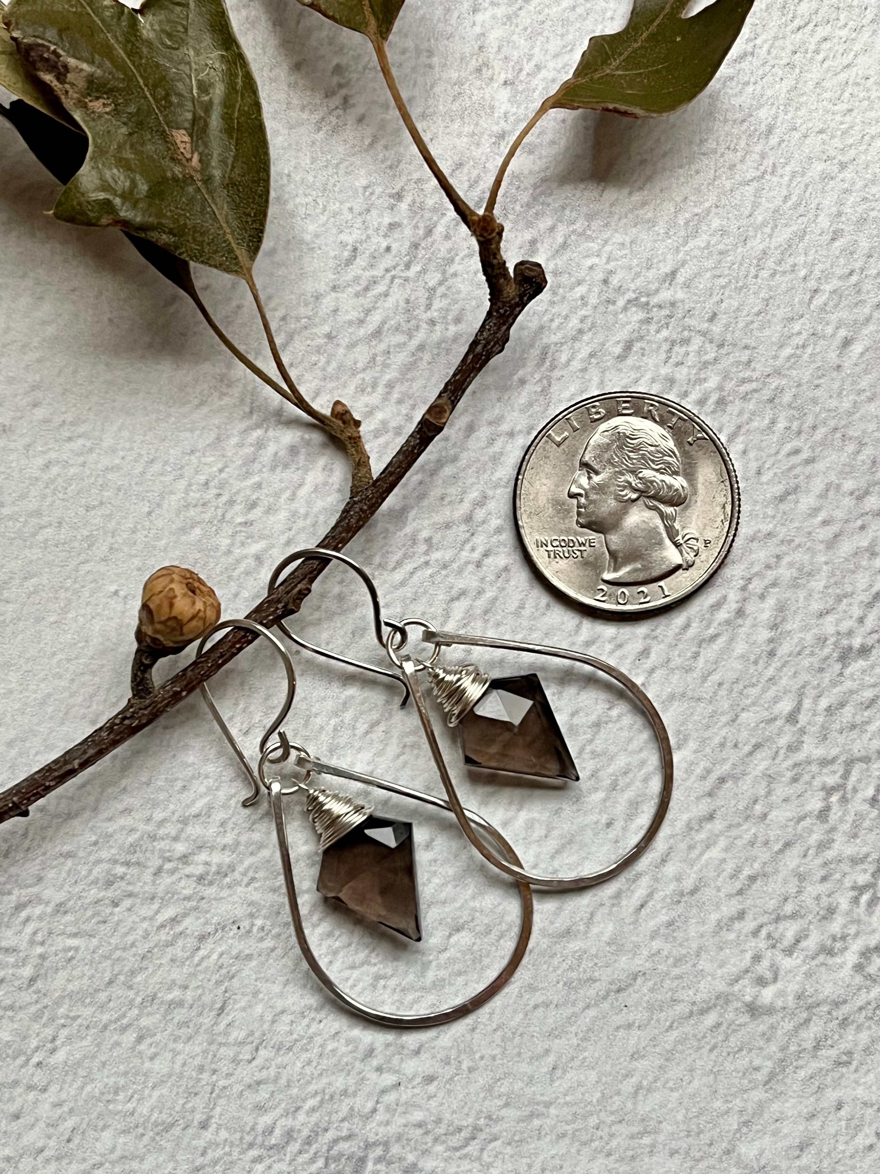 •ARROW HOOP• smoky quartz + silver earrings