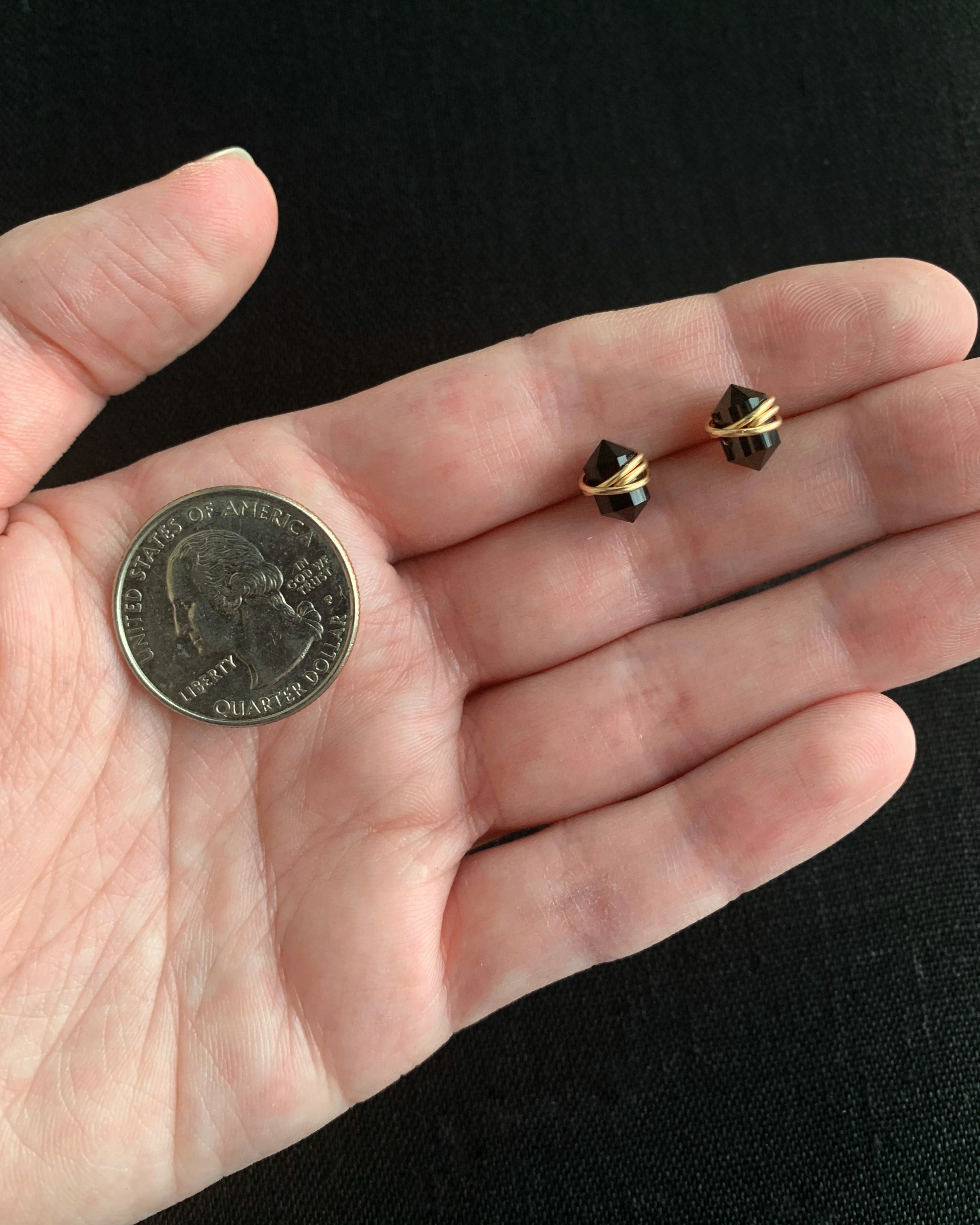•PIKE• black agate + gold stud earrings