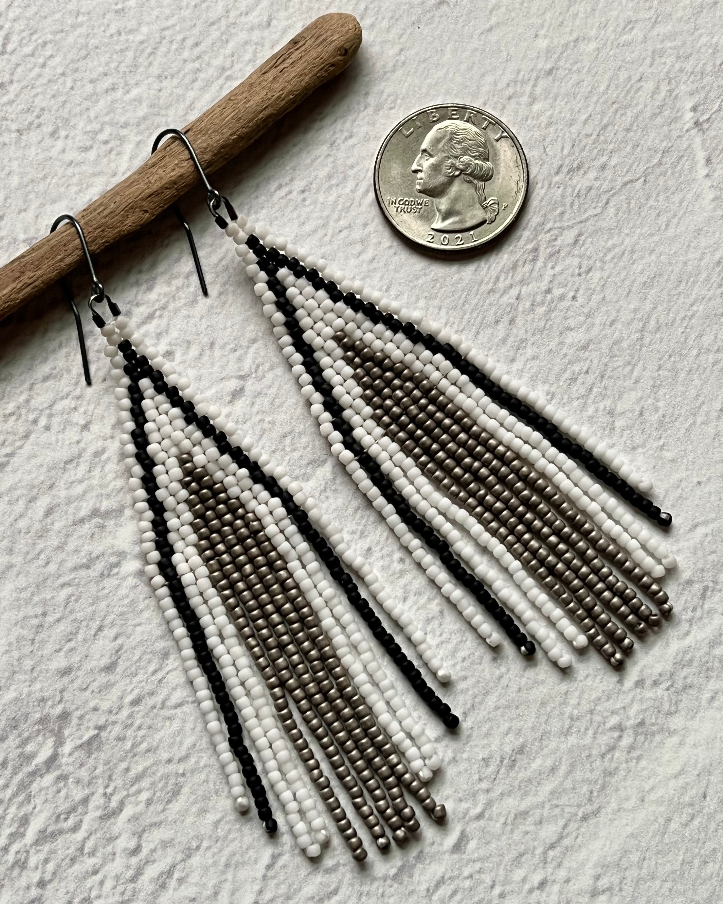 • AVERY • beaded fringe dangle earrings
