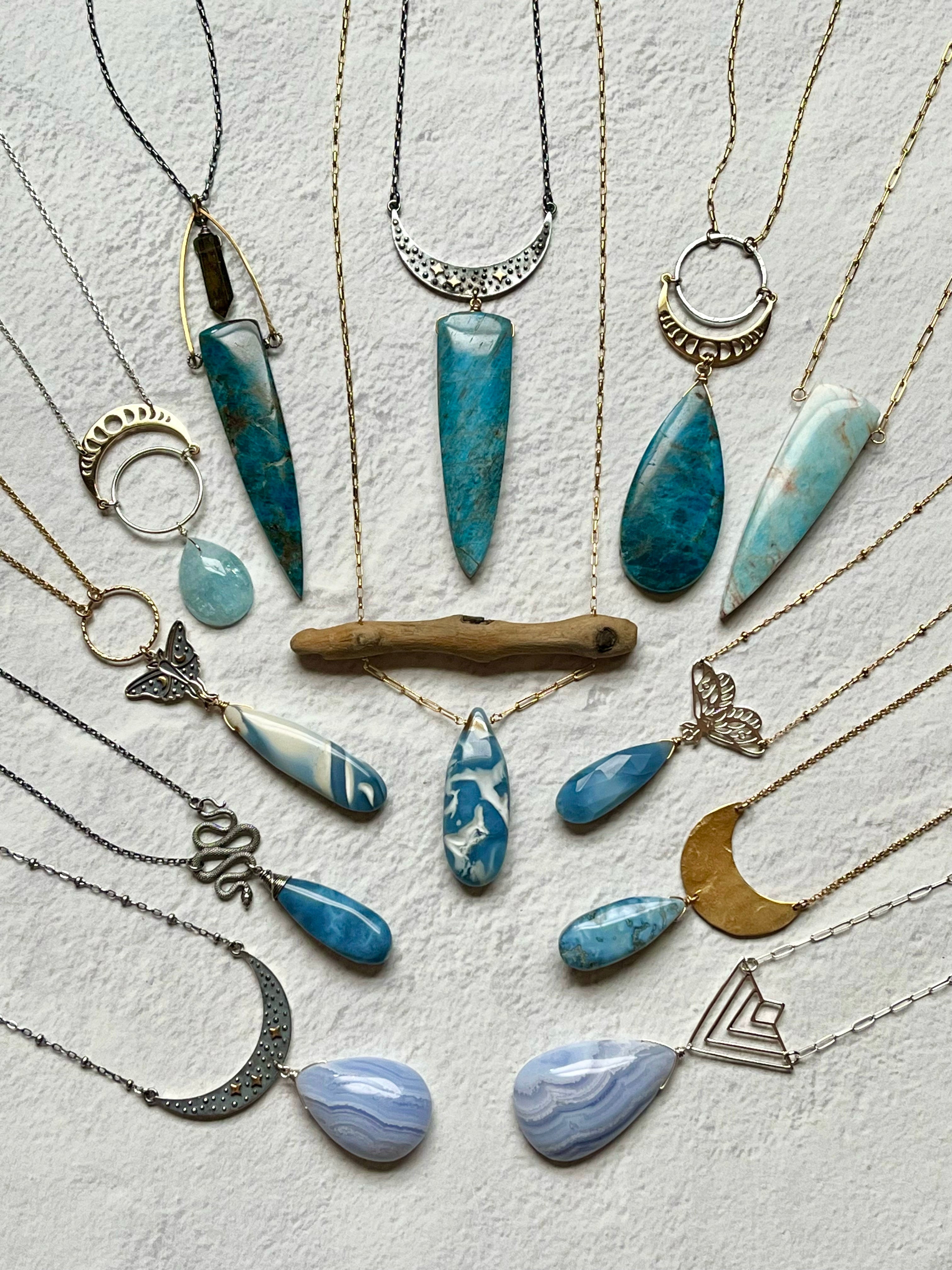 •OOAK - NYX• aquamarine + mixed metal necklace (18"-20")