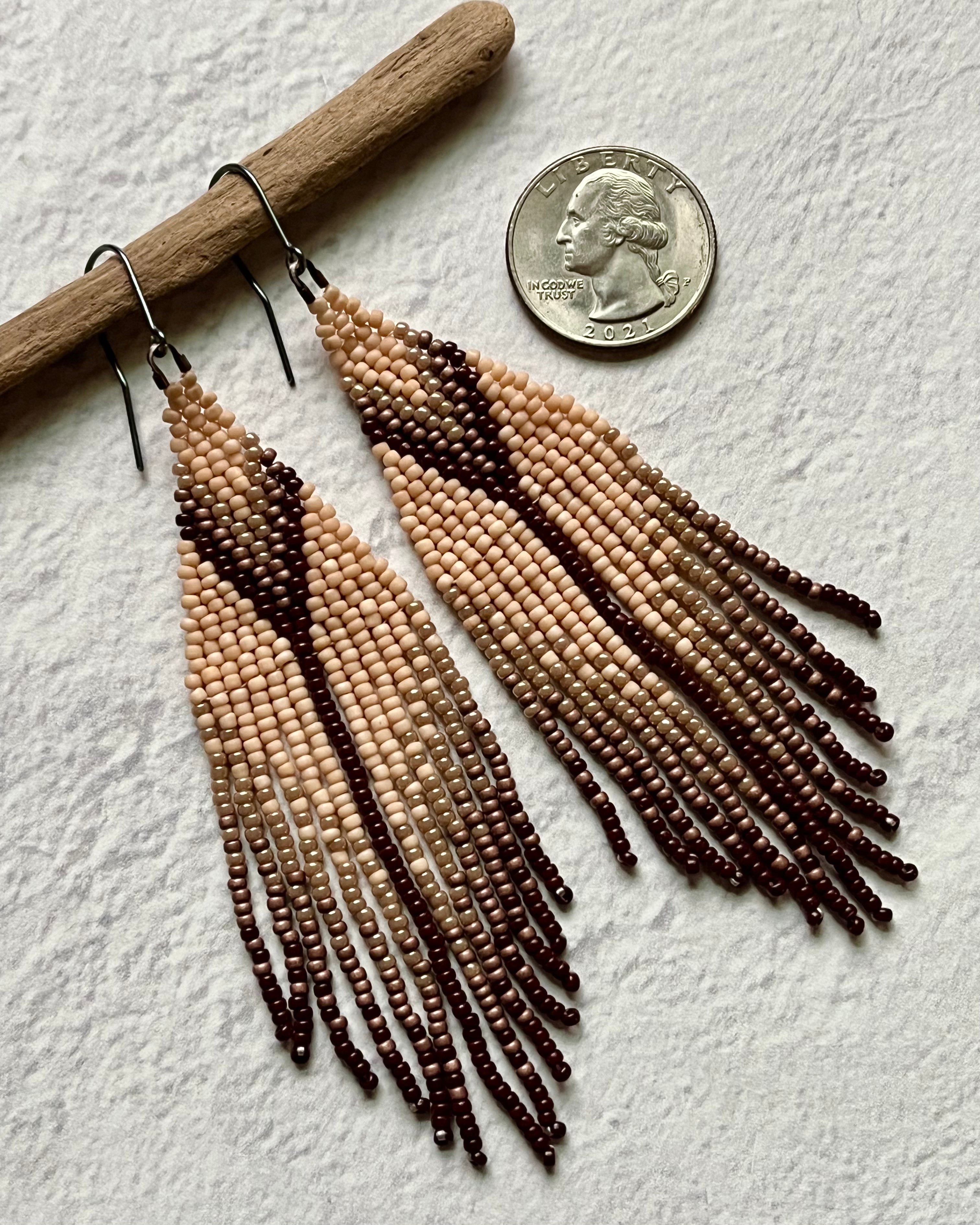 • WILLOW • beaded fringe dangle earrings