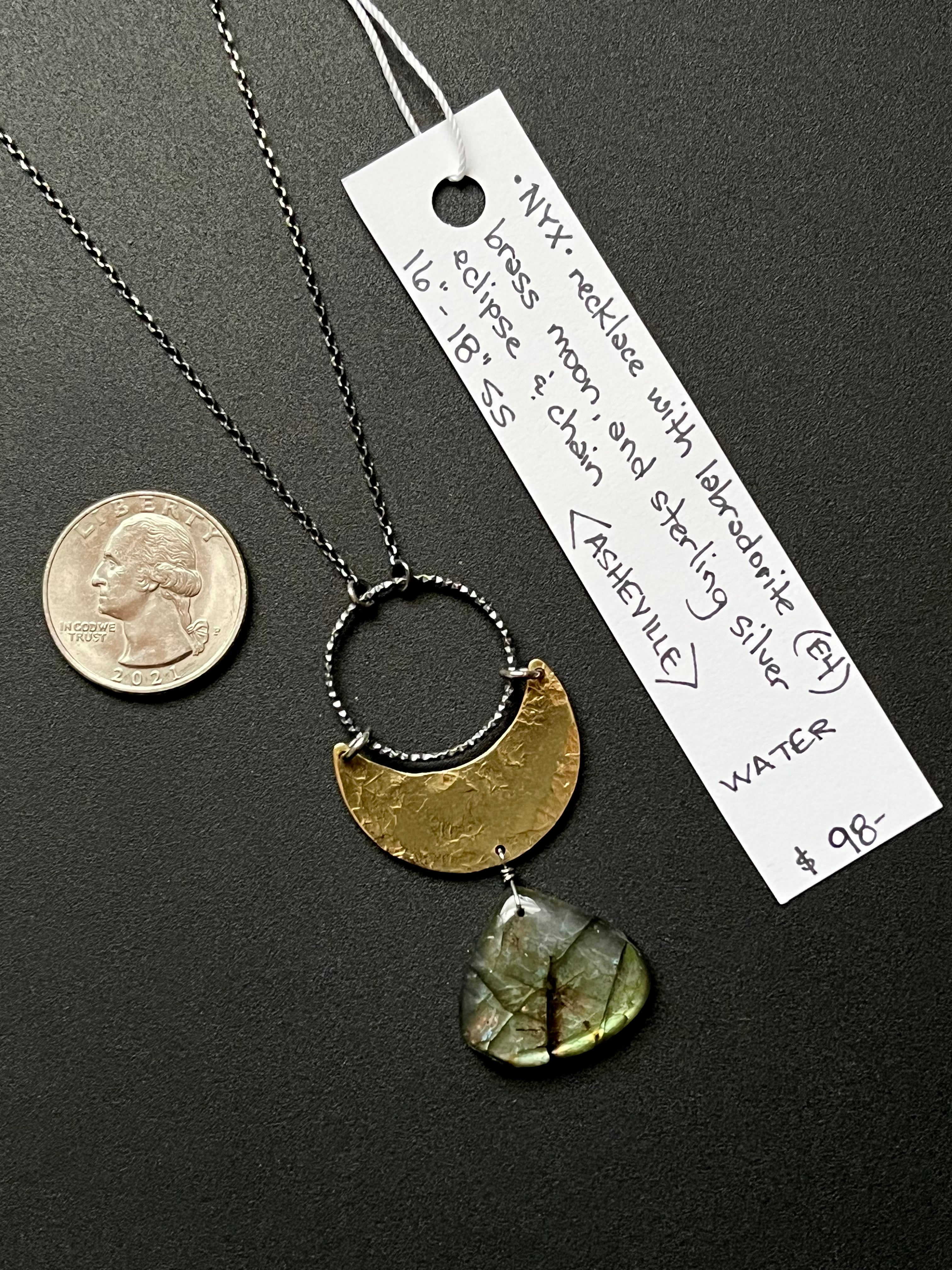 •OOAK - NYX• labradorite + mixed metal necklace (16"-18")