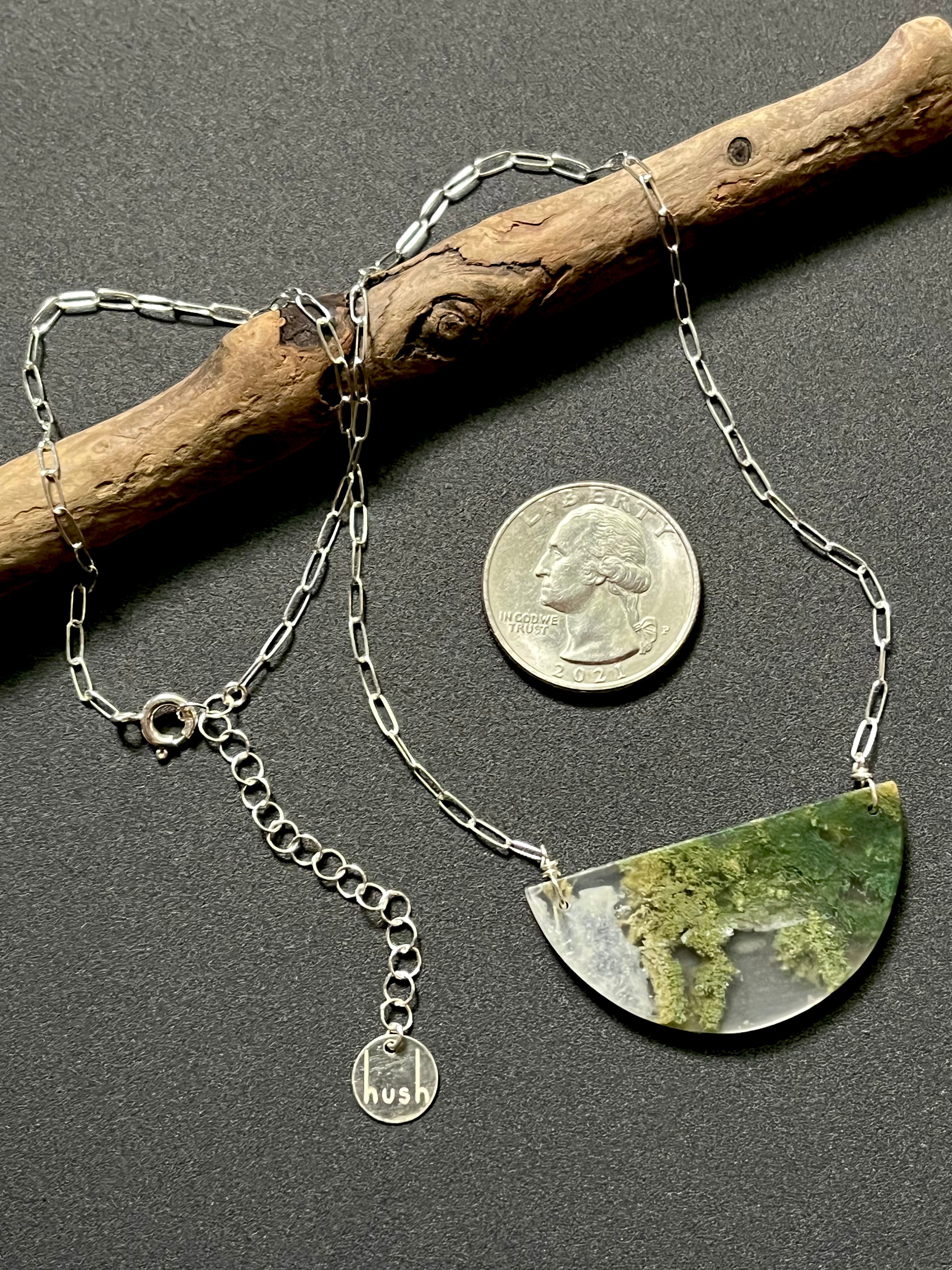 • OOAK - AEON • moss agate + silver necklace (16"-18")
