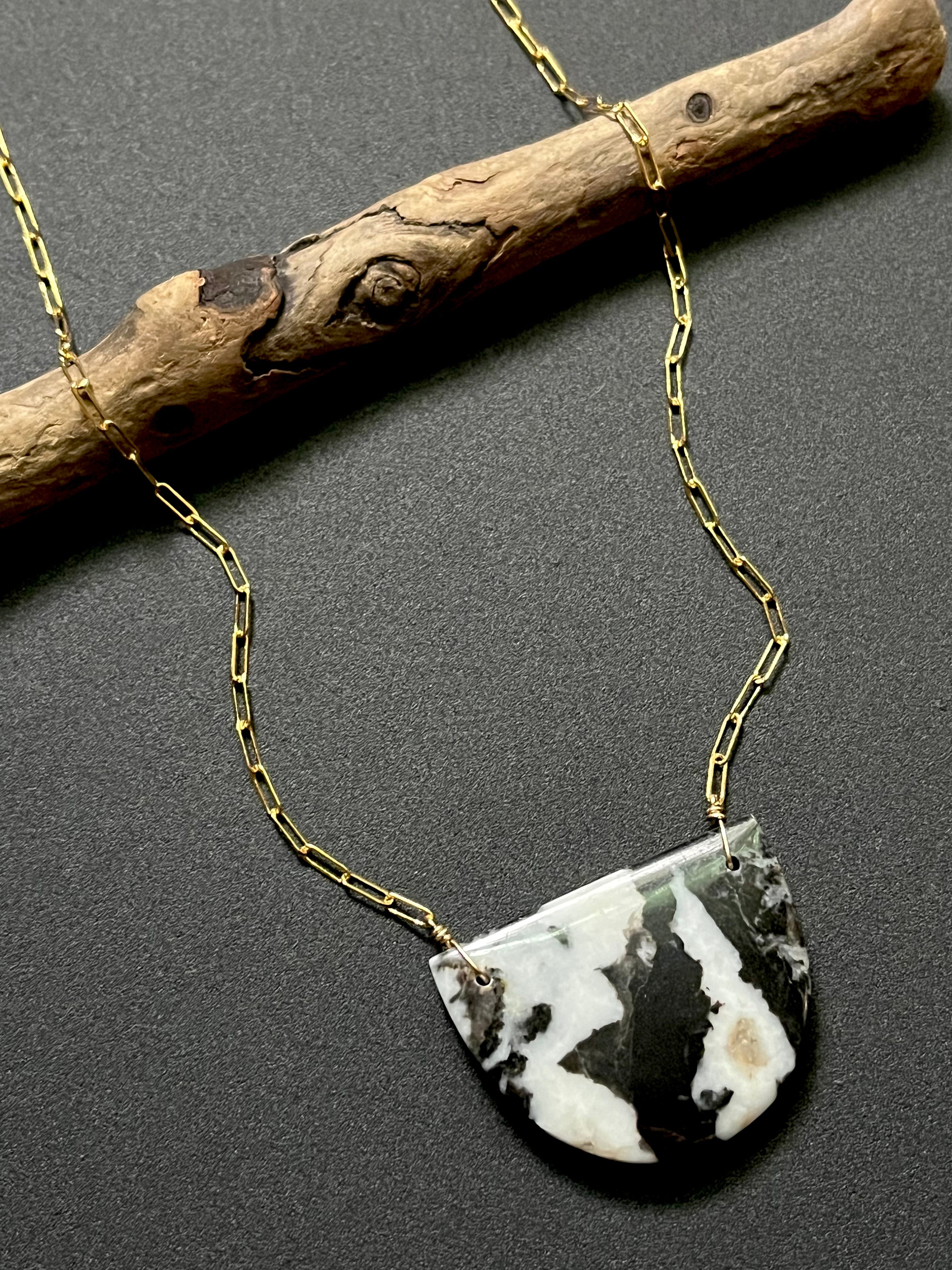 • OOAK - AEON • tourmalinated quartz + gold necklace (18"-20")