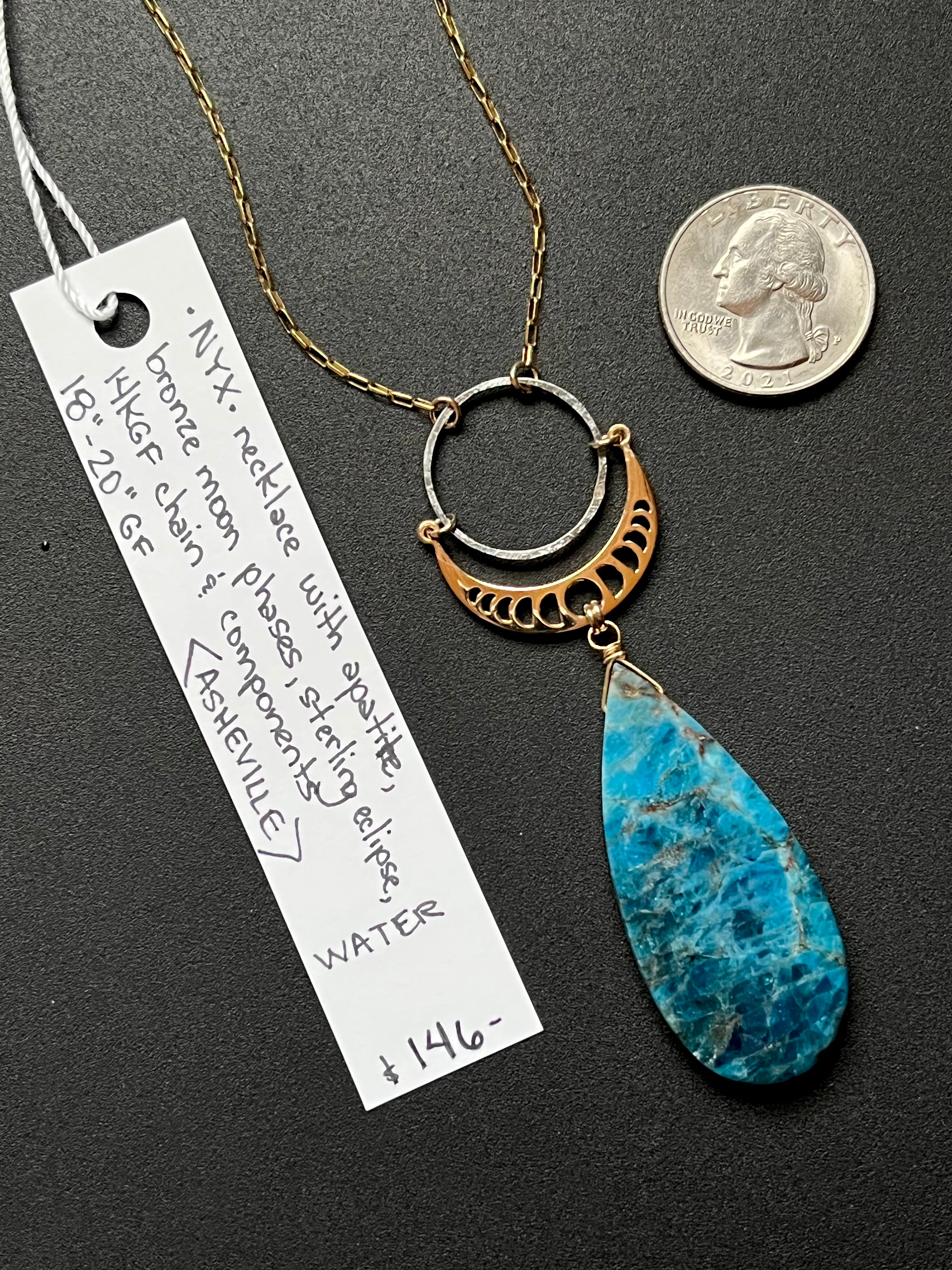 •OOAK - NYX• apatite + mixed metal necklace (18"-20")