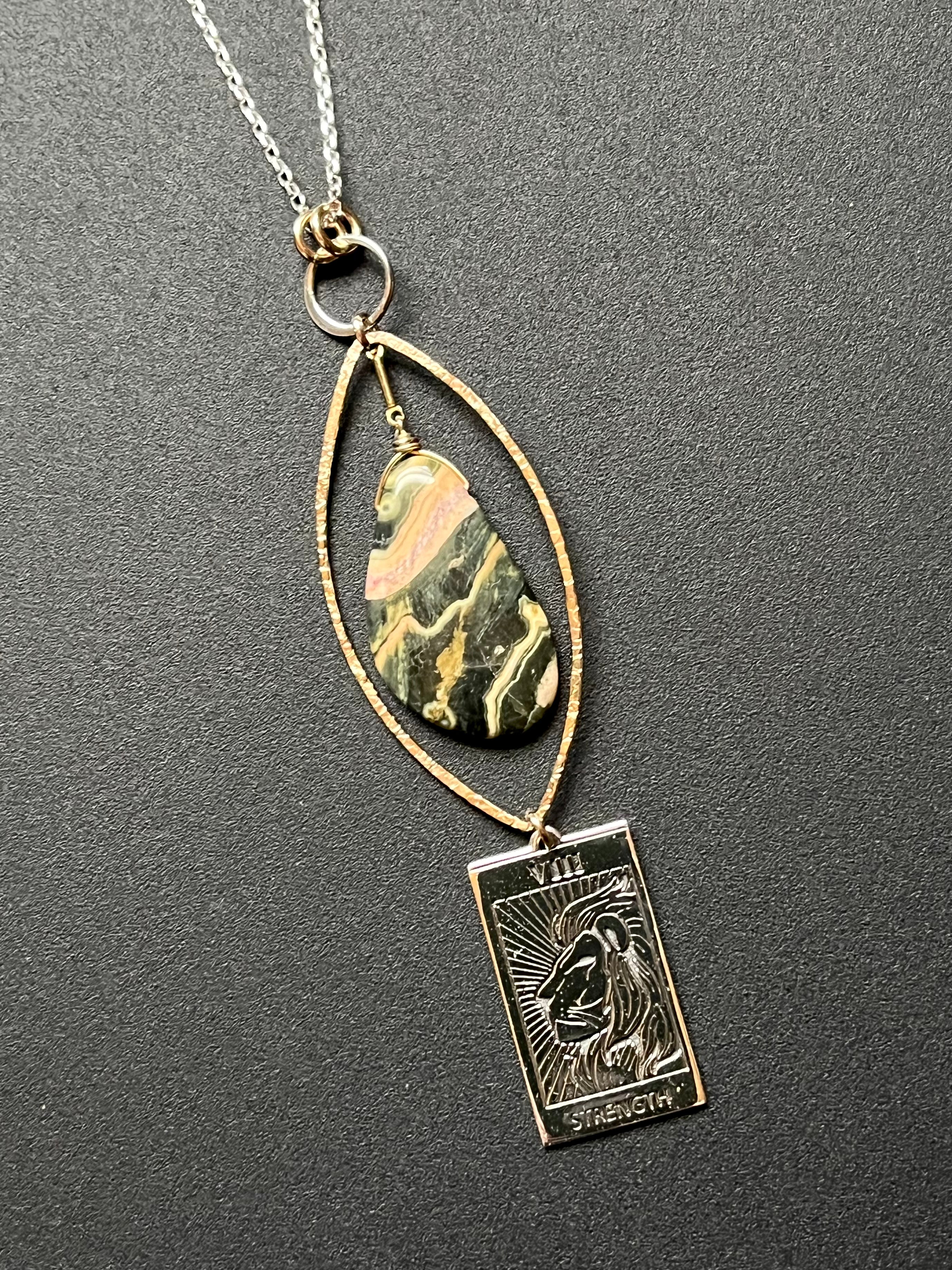 •OOAK - TAROT• ocean jasper + mixed metal necklace (26"-28")