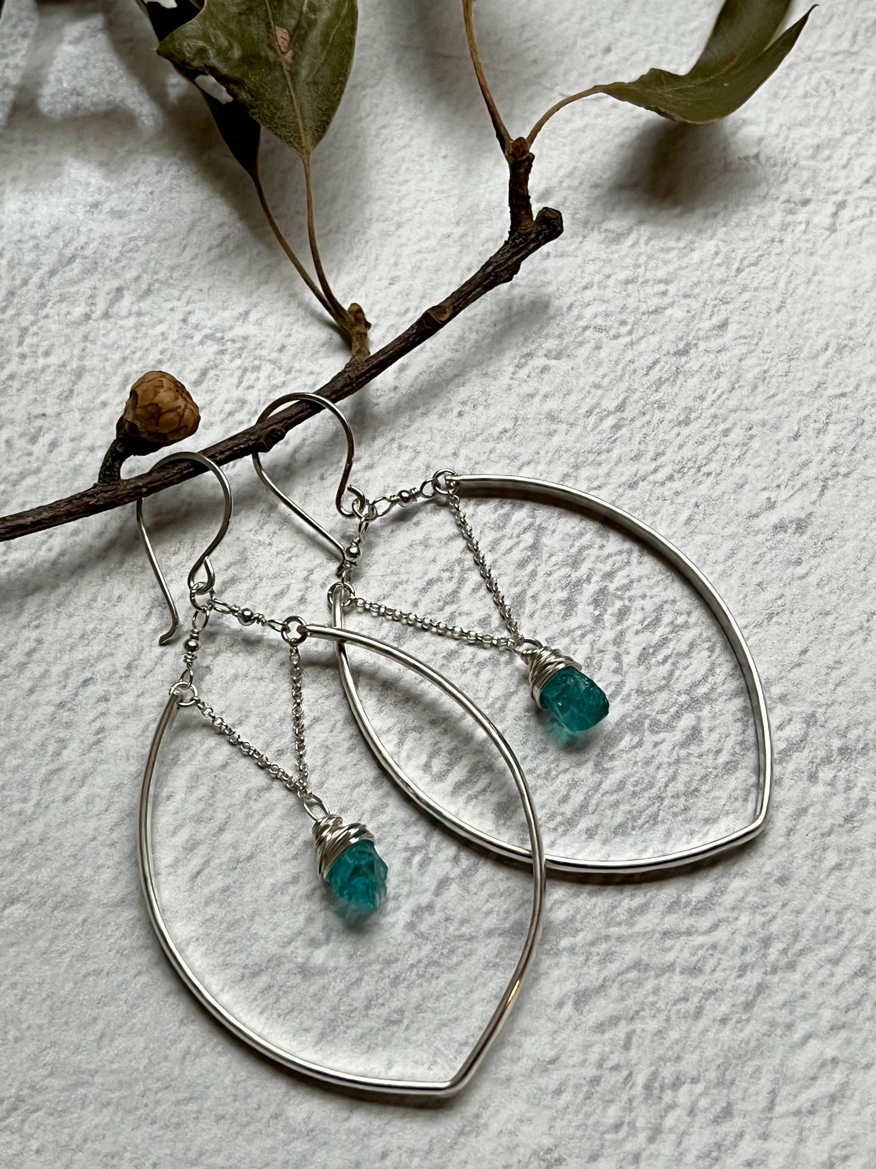 •IRIS HOOP• apatite + silver earrings