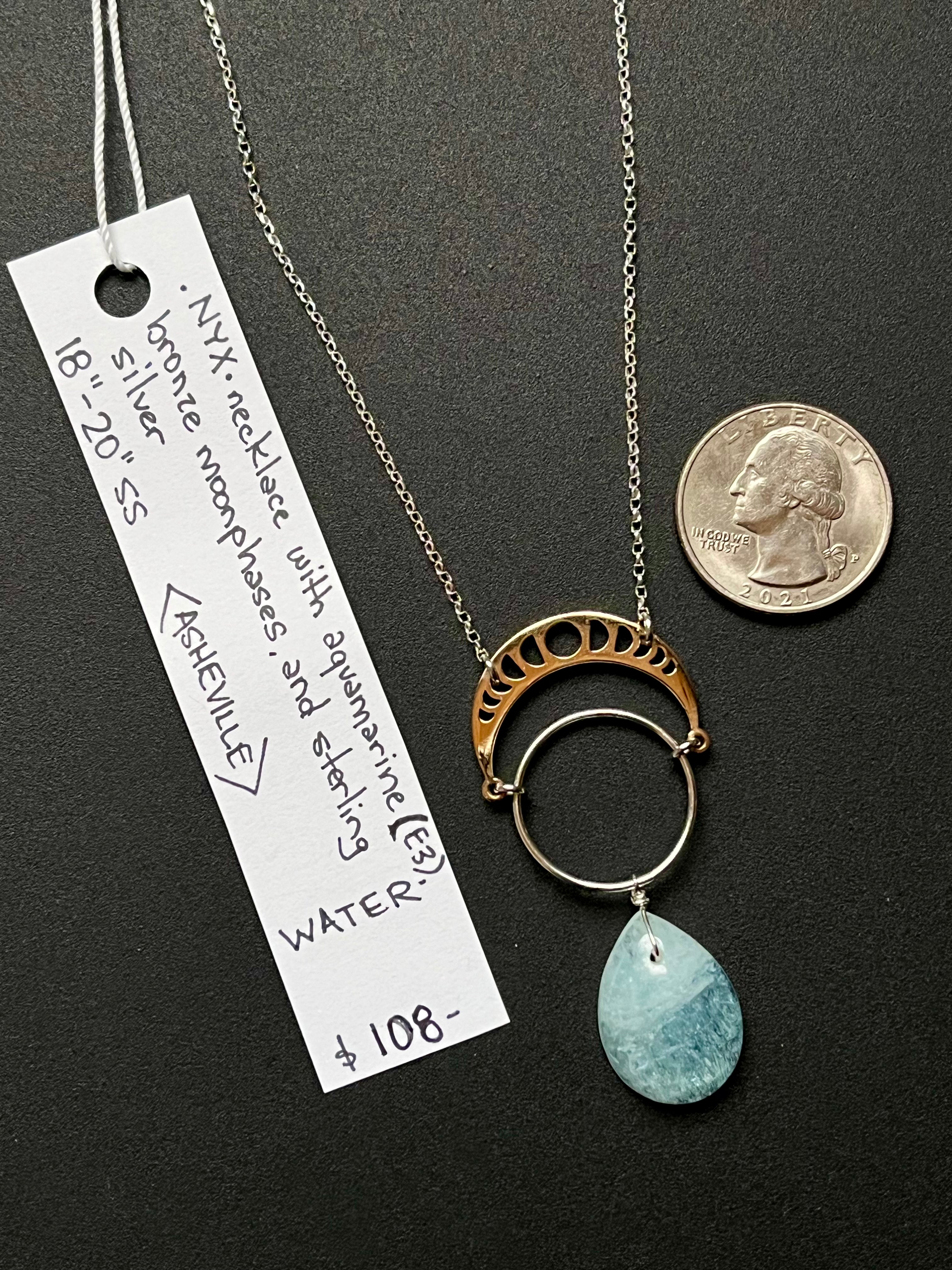 •OOAK - NYX• aquamarine + mixed metal necklace (18"-20")