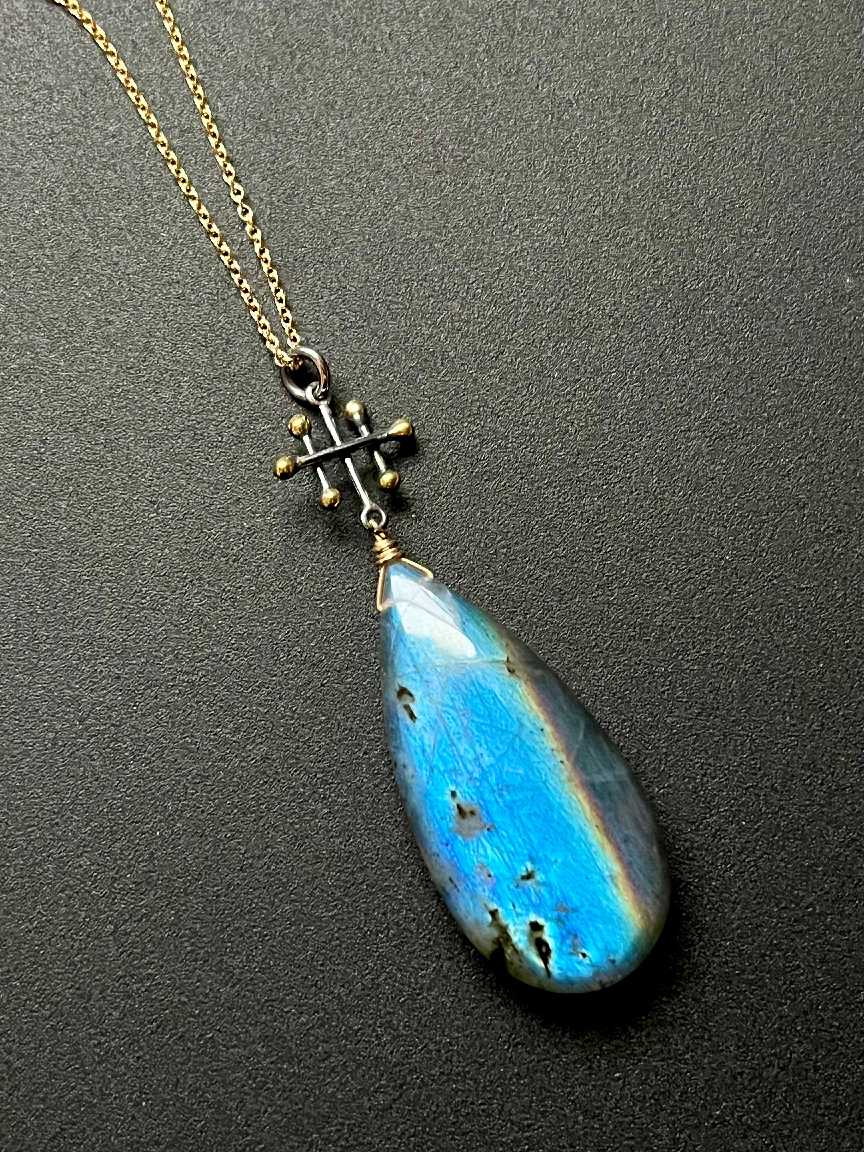 •OOAK - INVOKE• labradorite + mixed metal necklace (18"-20")