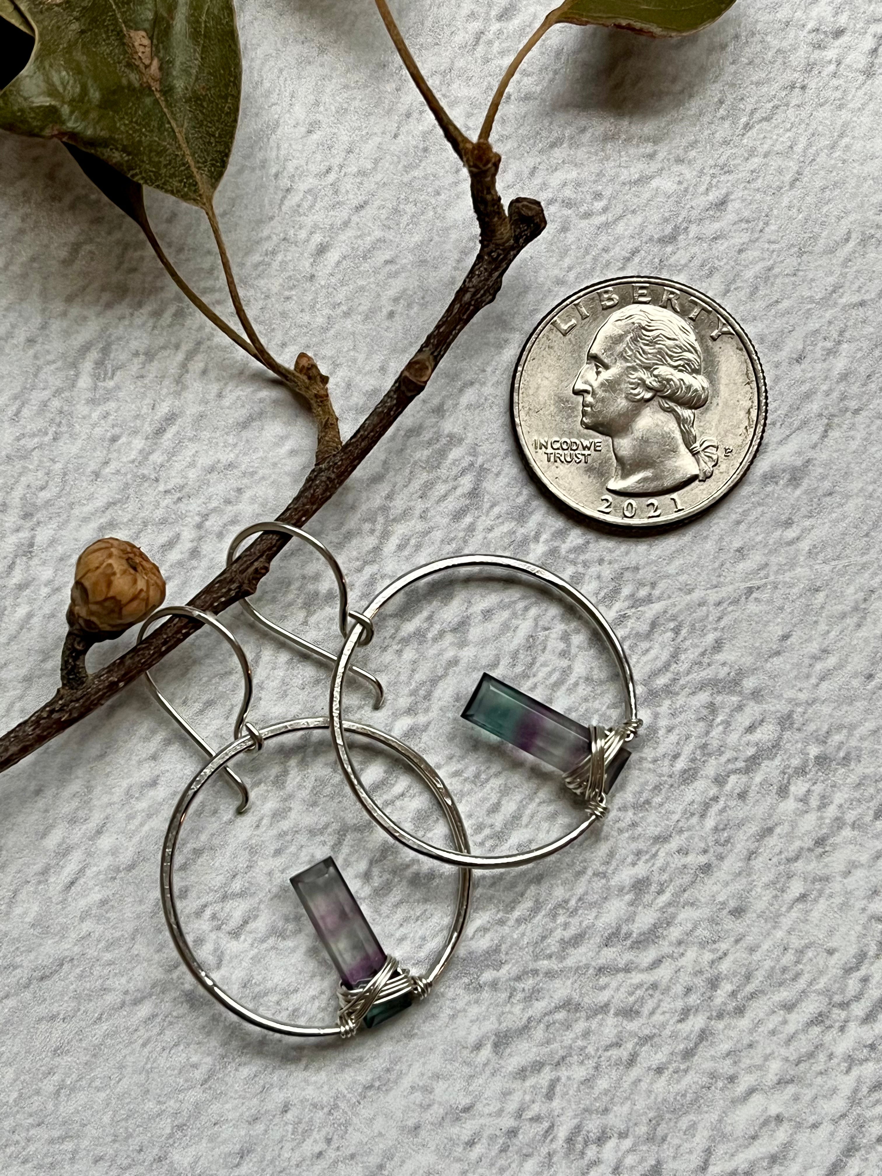 •SUNRISE HOOP• fluorite + silver earrings