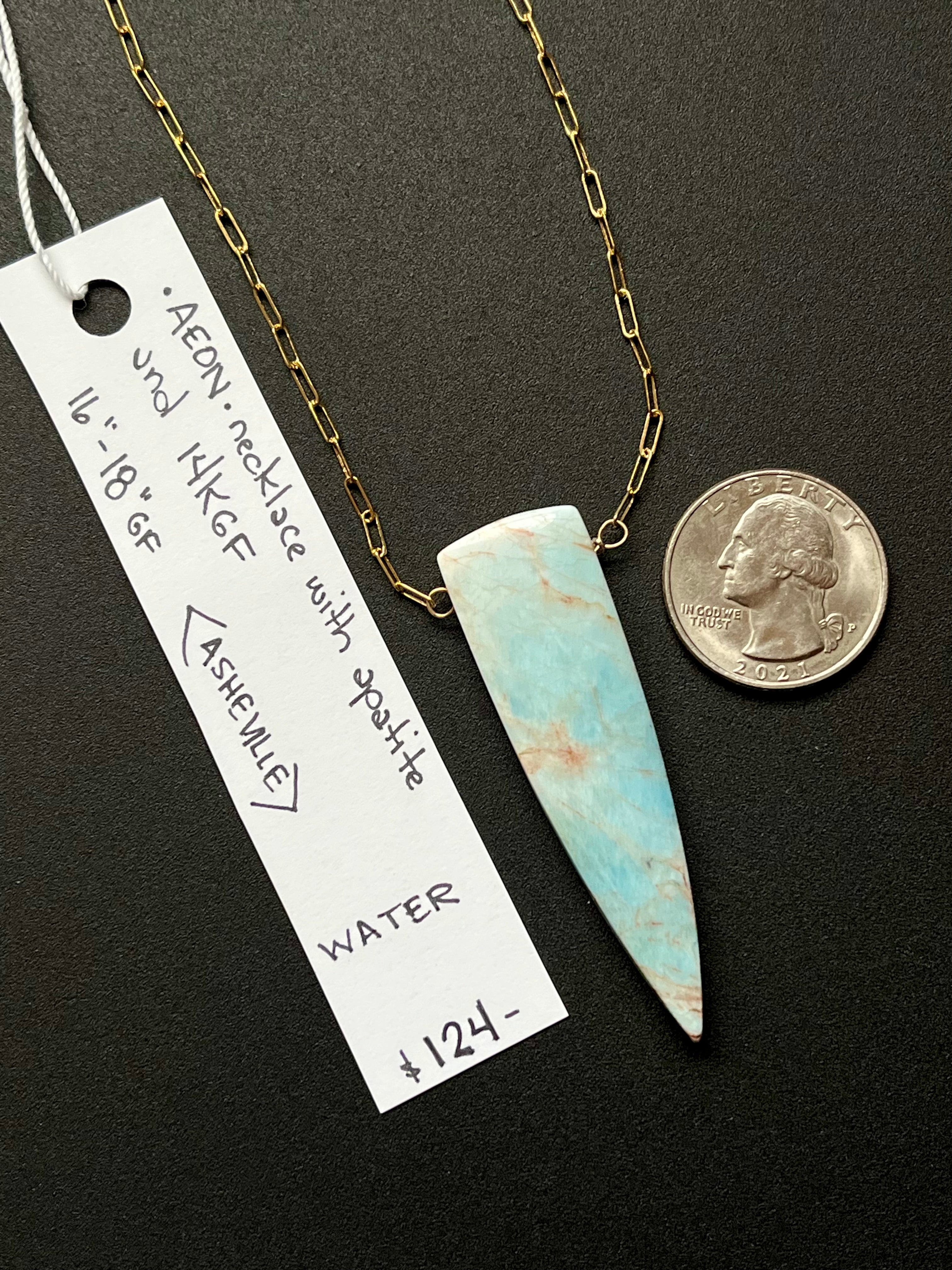 •OOAK - AEON• apatite + gold necklace (16"-18")