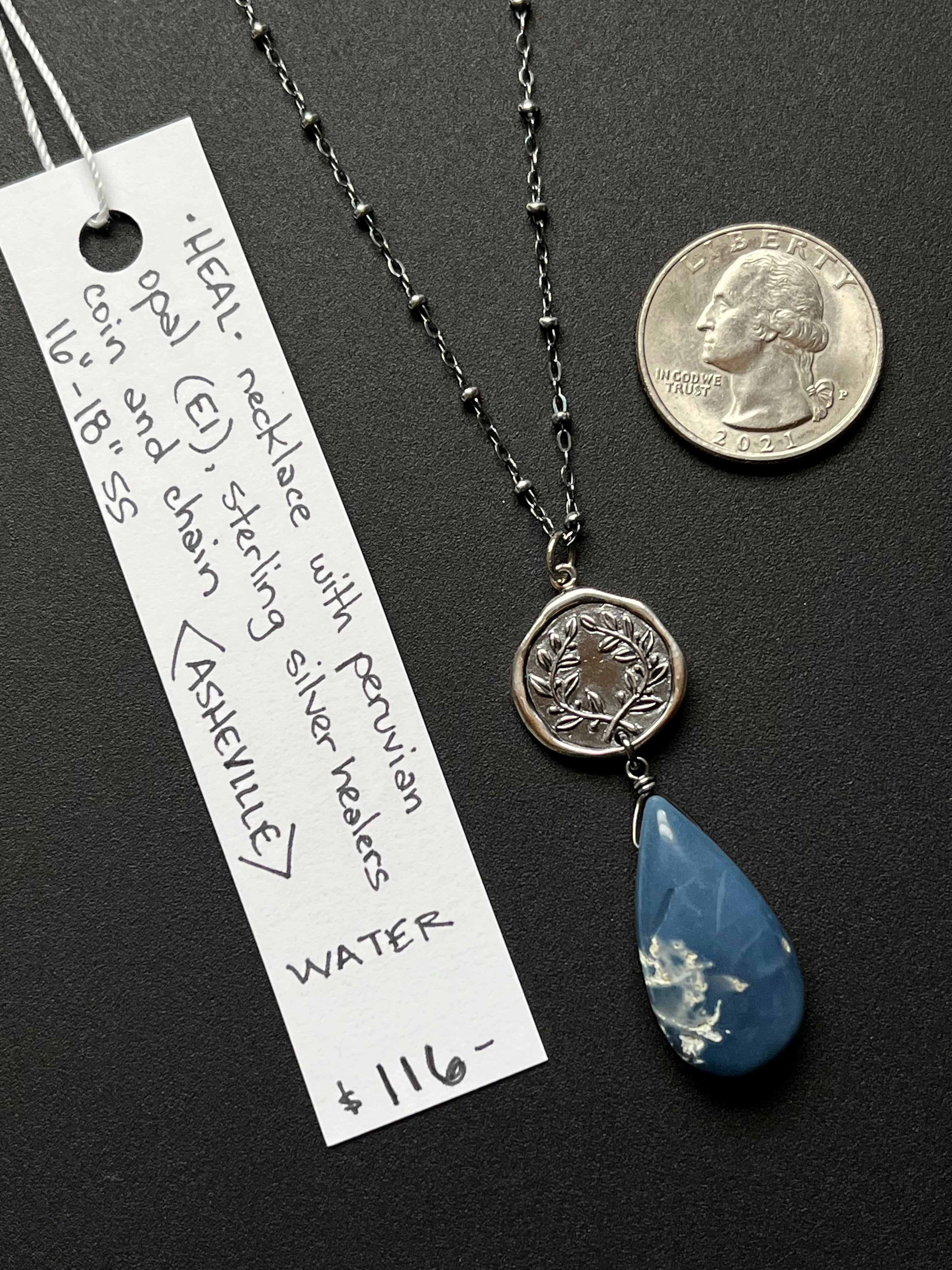 •OOAK - HEAL• peruvian opal + sterling silver necklace (16"-18")