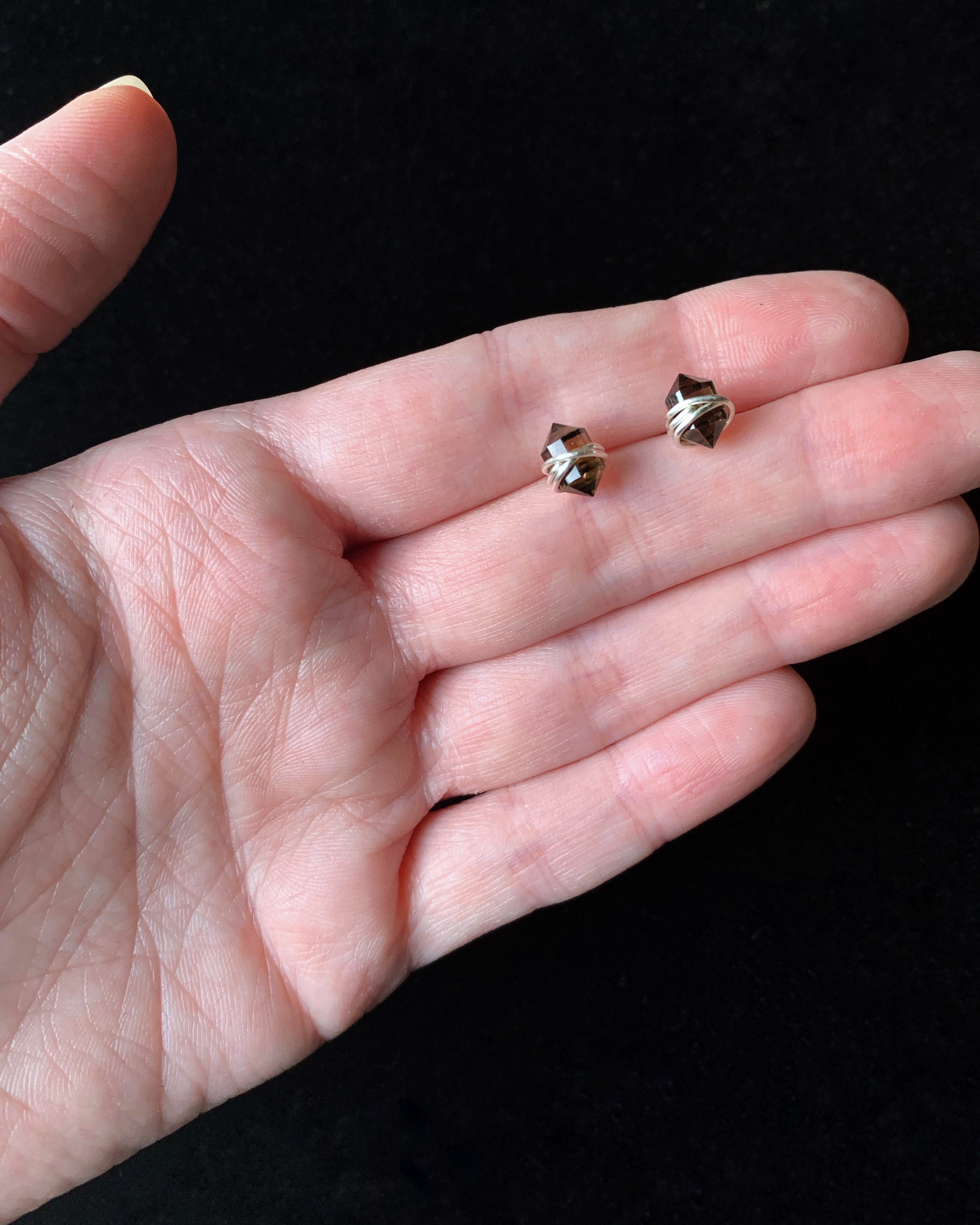 •PIKE• smoky quartz + silver stud earrings