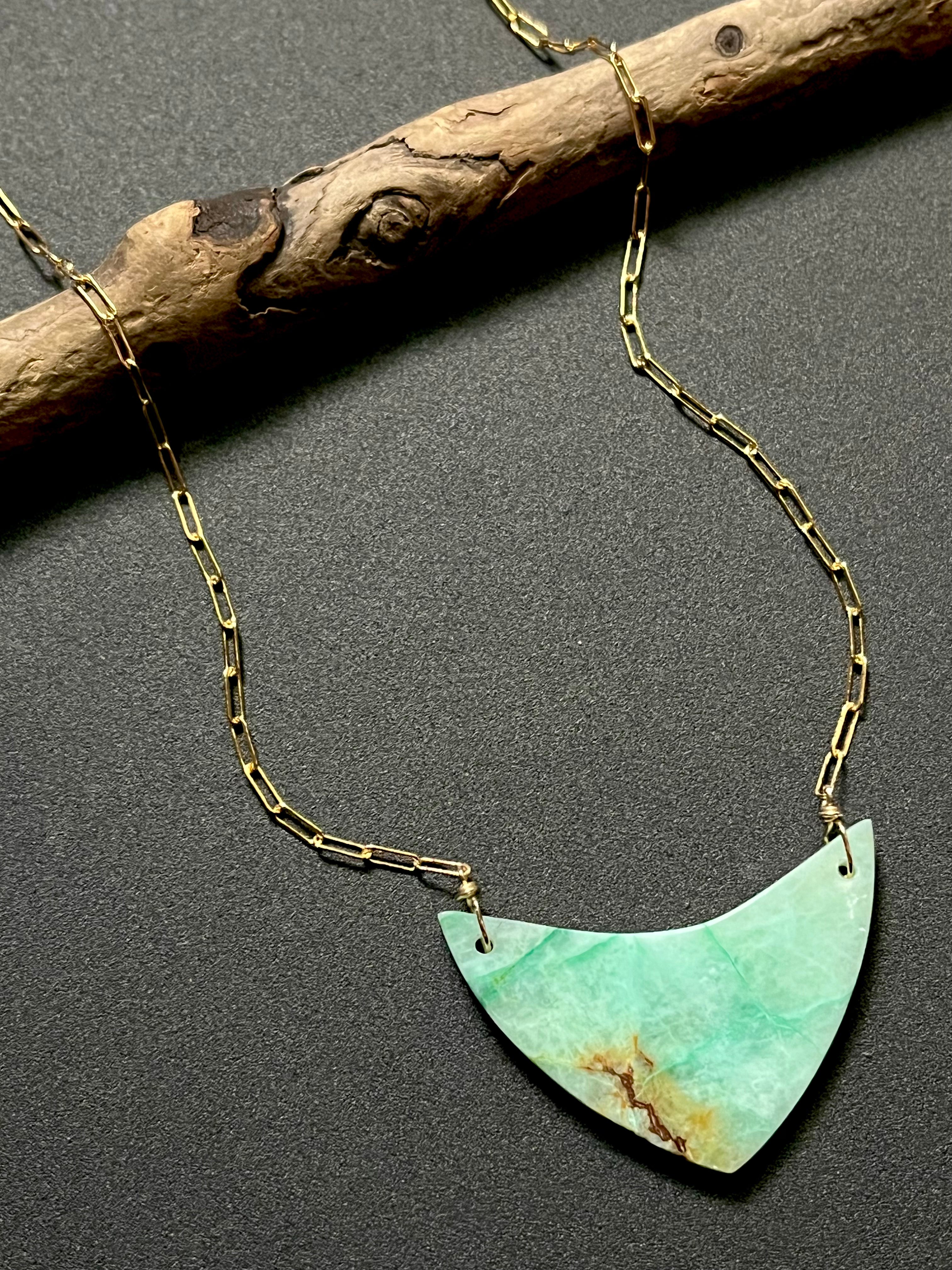• OOAK - AEON • chrysoprase + gold necklace (18"-20")