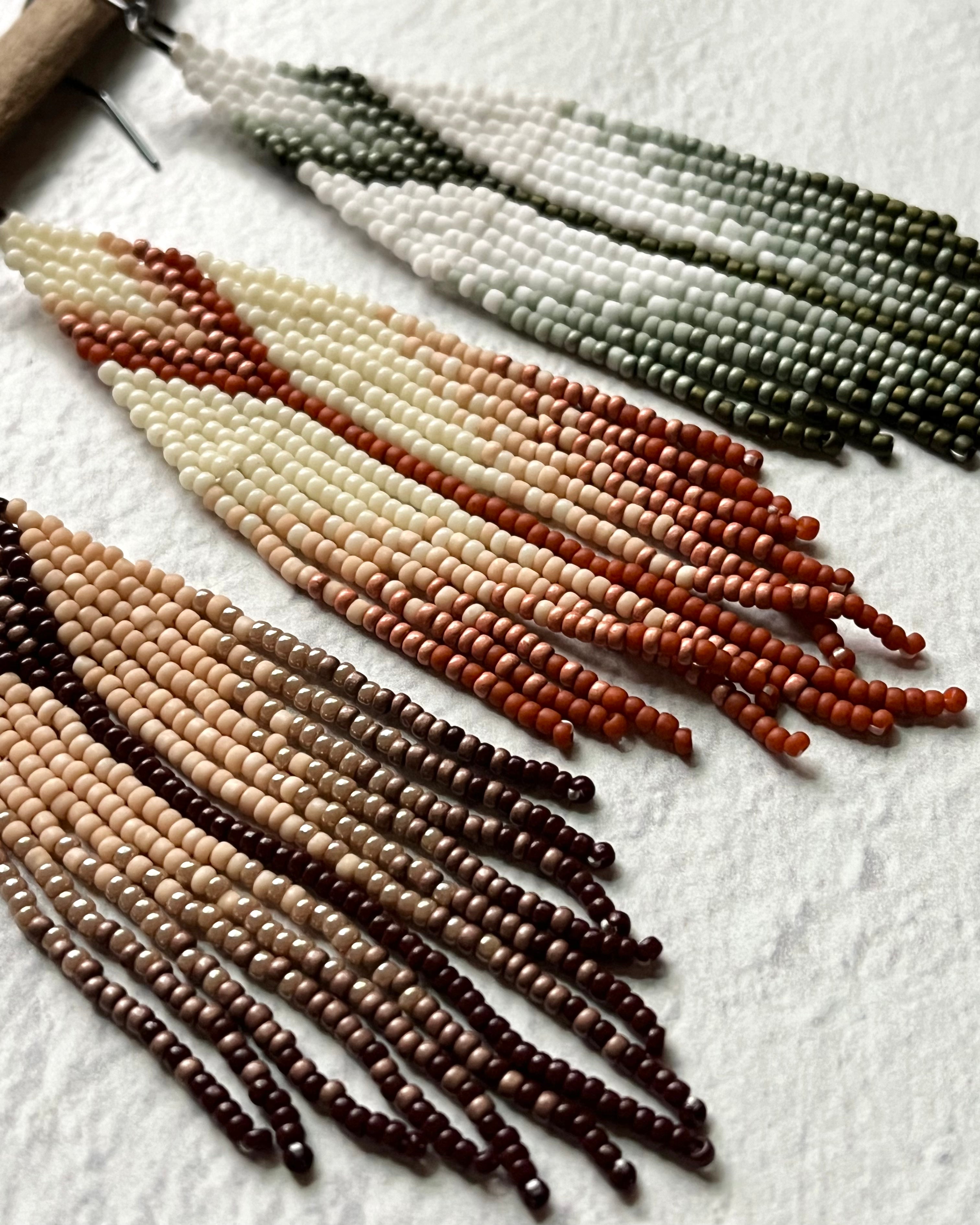 • WILLOW • beaded fringe dangle earrings
