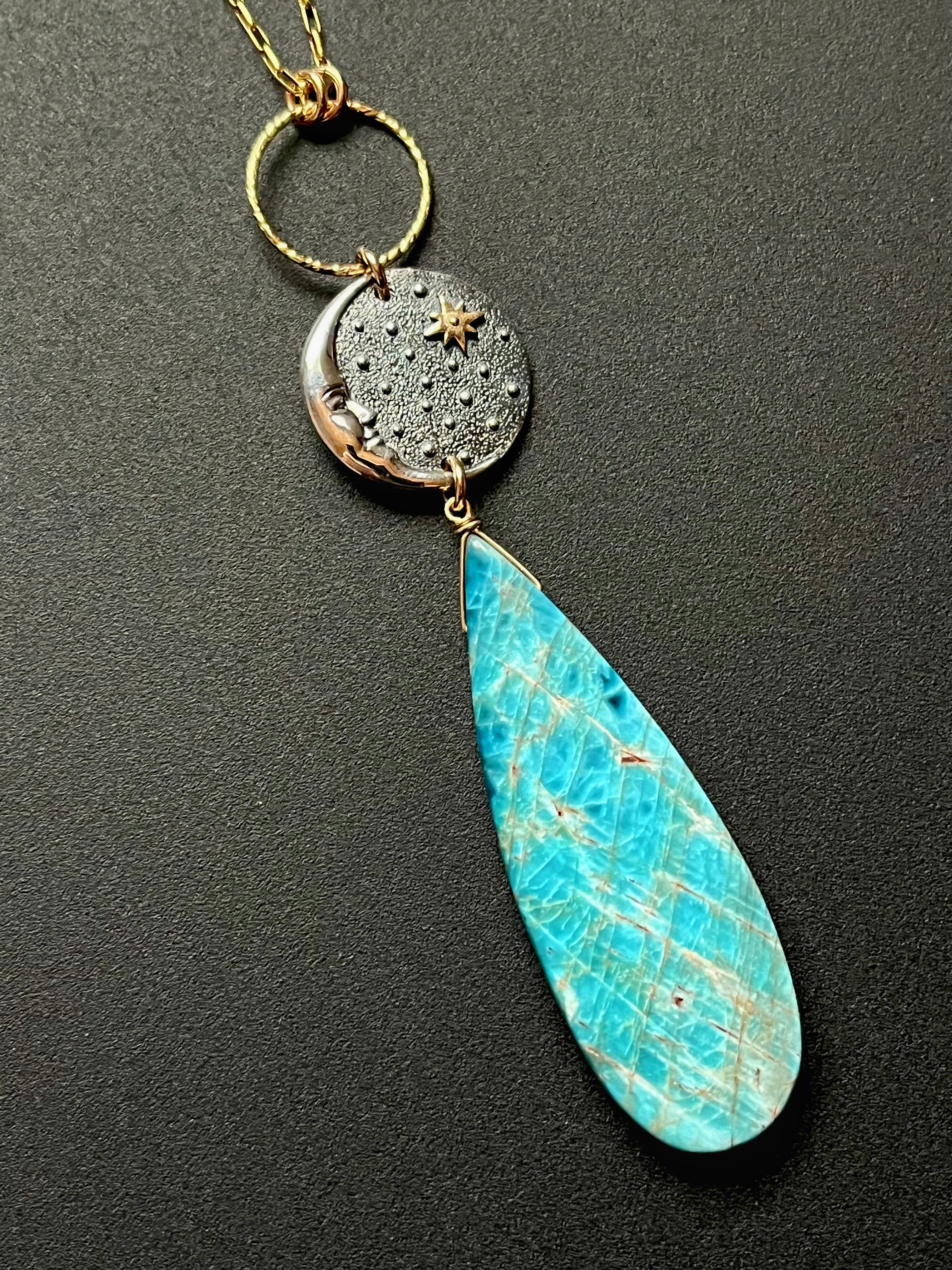 •OOAK - NYX• apatite + mixed metal necklace (26"-28")