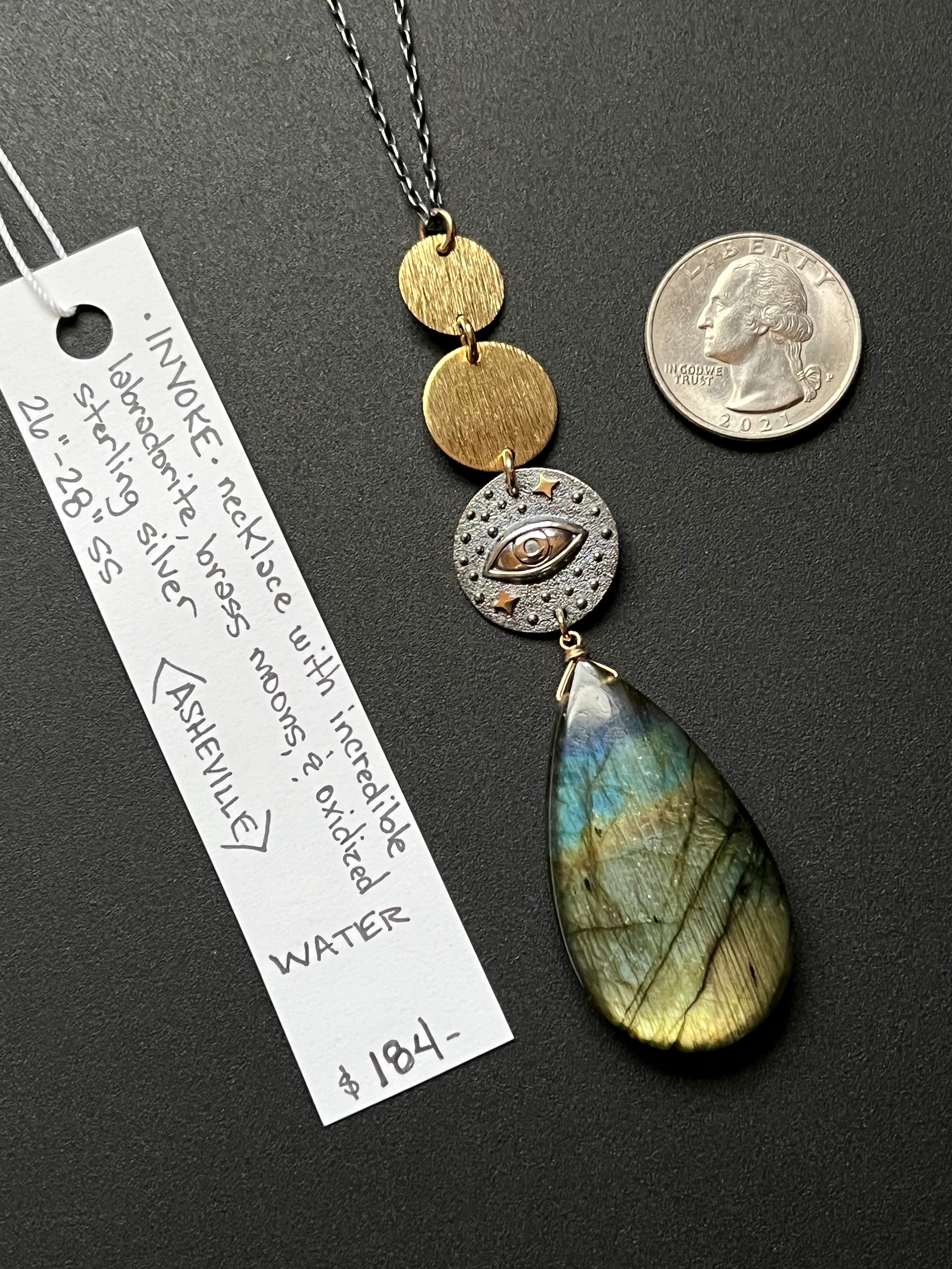•OOAK - INVOKE• labradorite + mixed metal necklace (26"-28")